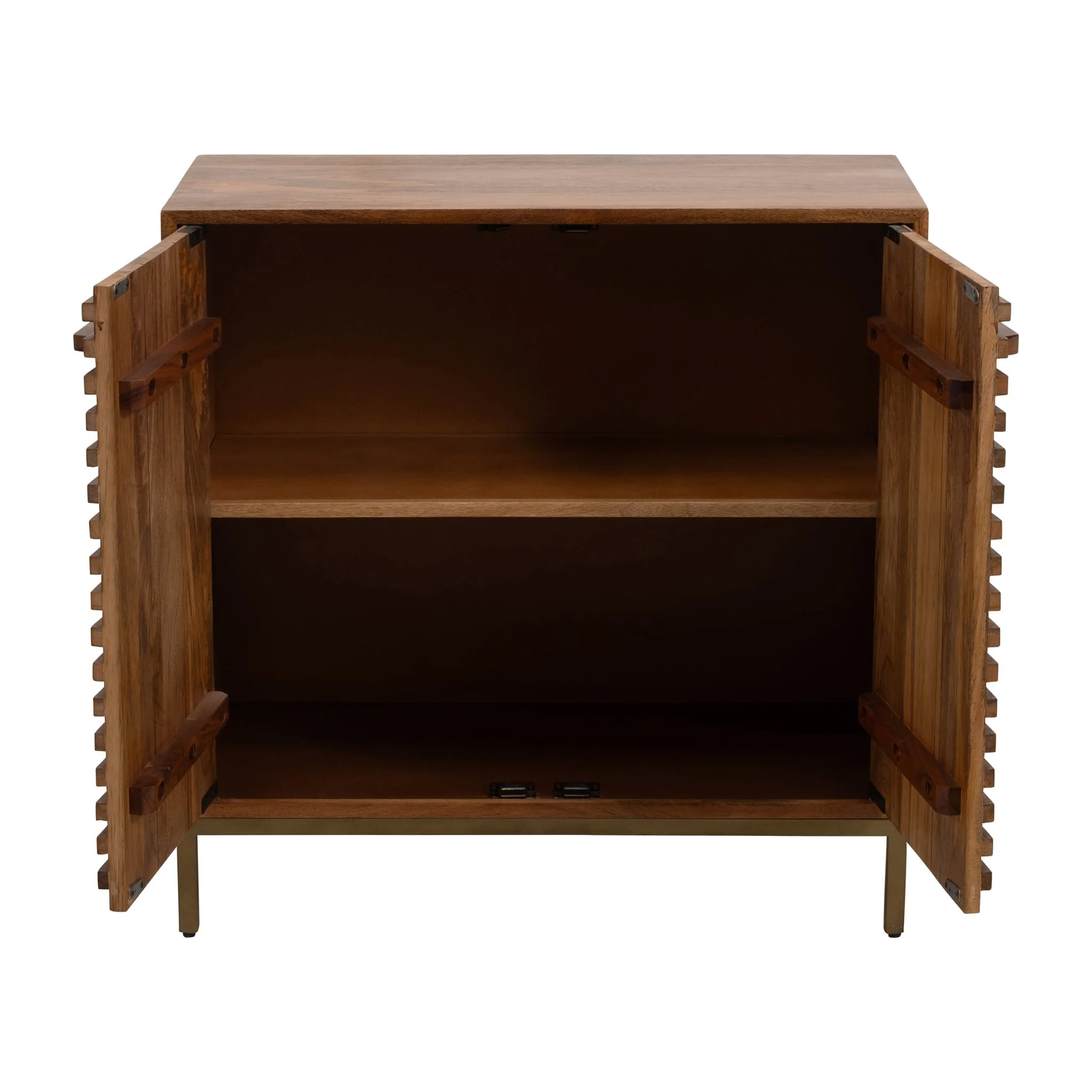 30" Midcentury Slat 2 Door Cabinet, Mango Brwn - Image 2