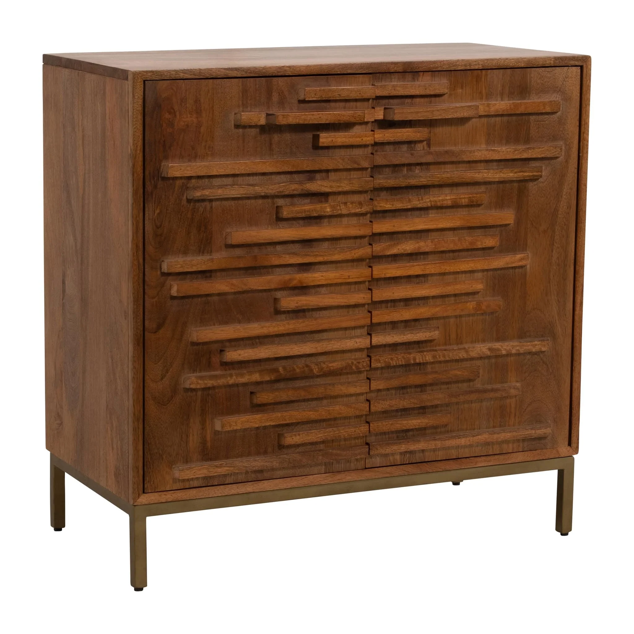 30" Midcentury Slat 2 Door Cabinet, Mango Brwn - Image 3