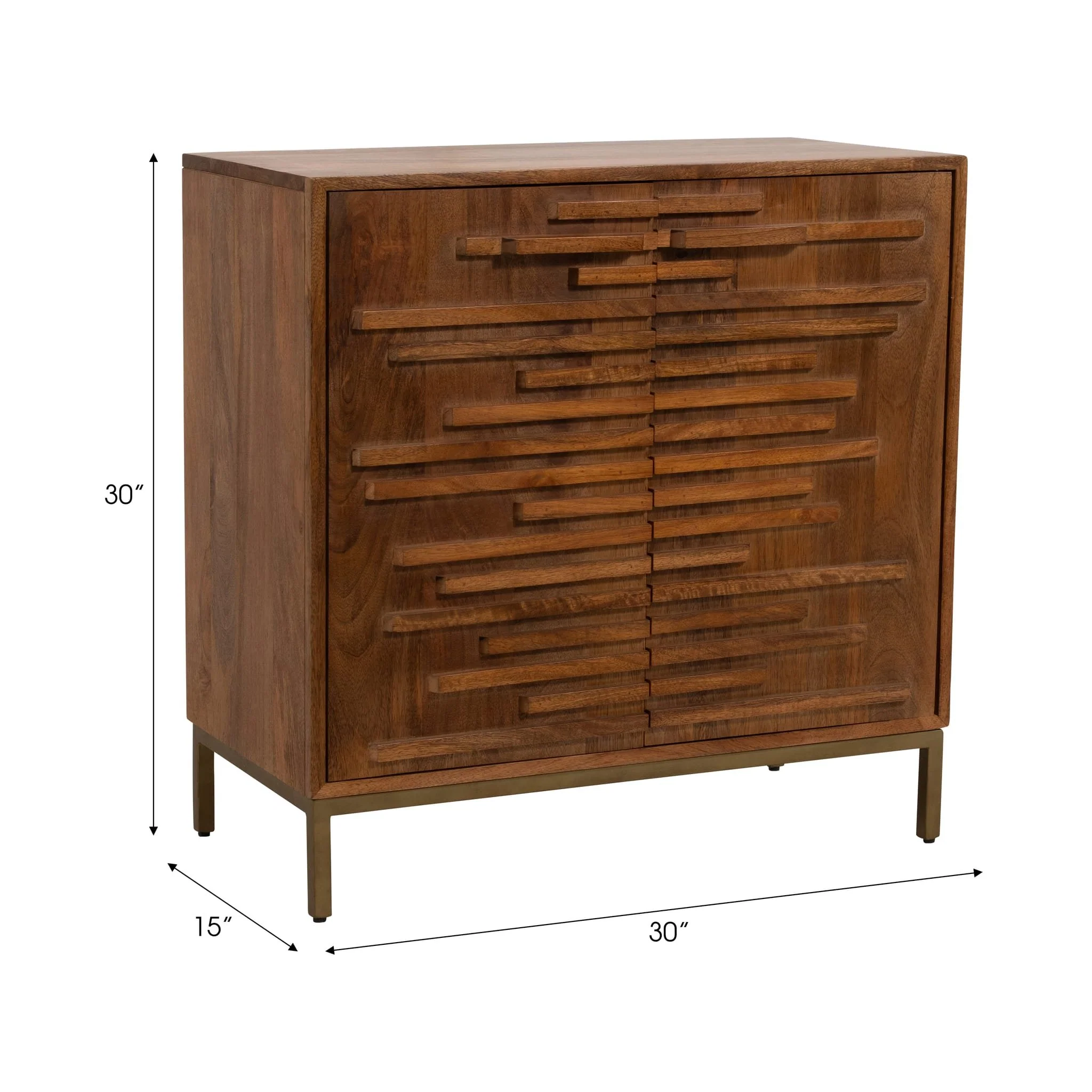 30" Midcentury Slat 2 Door Cabinet, Mango Brwn - Image 9