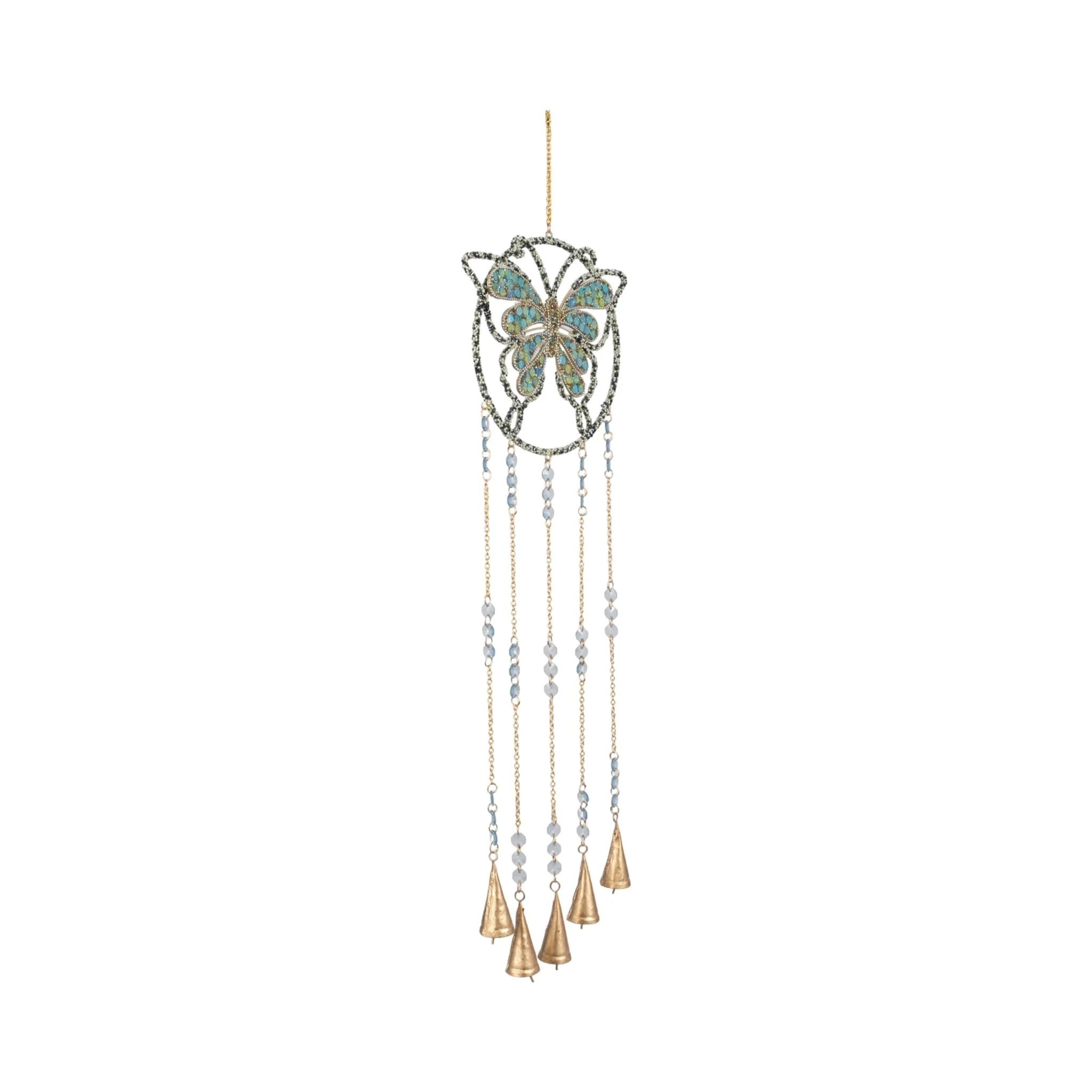 30" Mosaic Butterfly With Bells, Blue/gold - Image 2