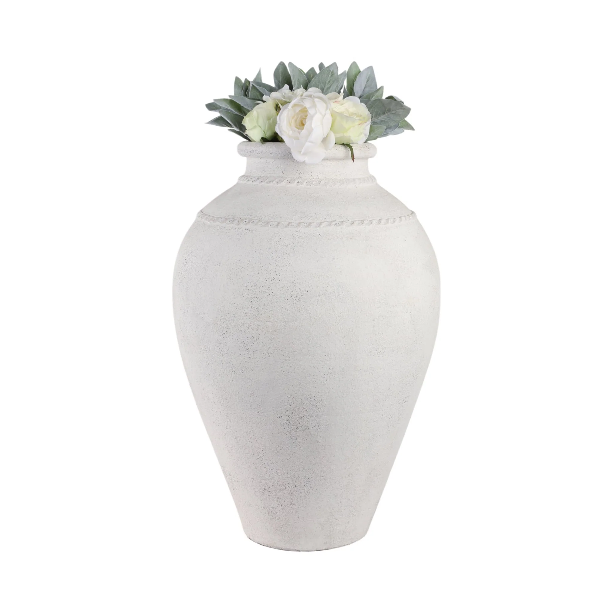 30" Terracotta Floor Vase, Ivory - Image 2