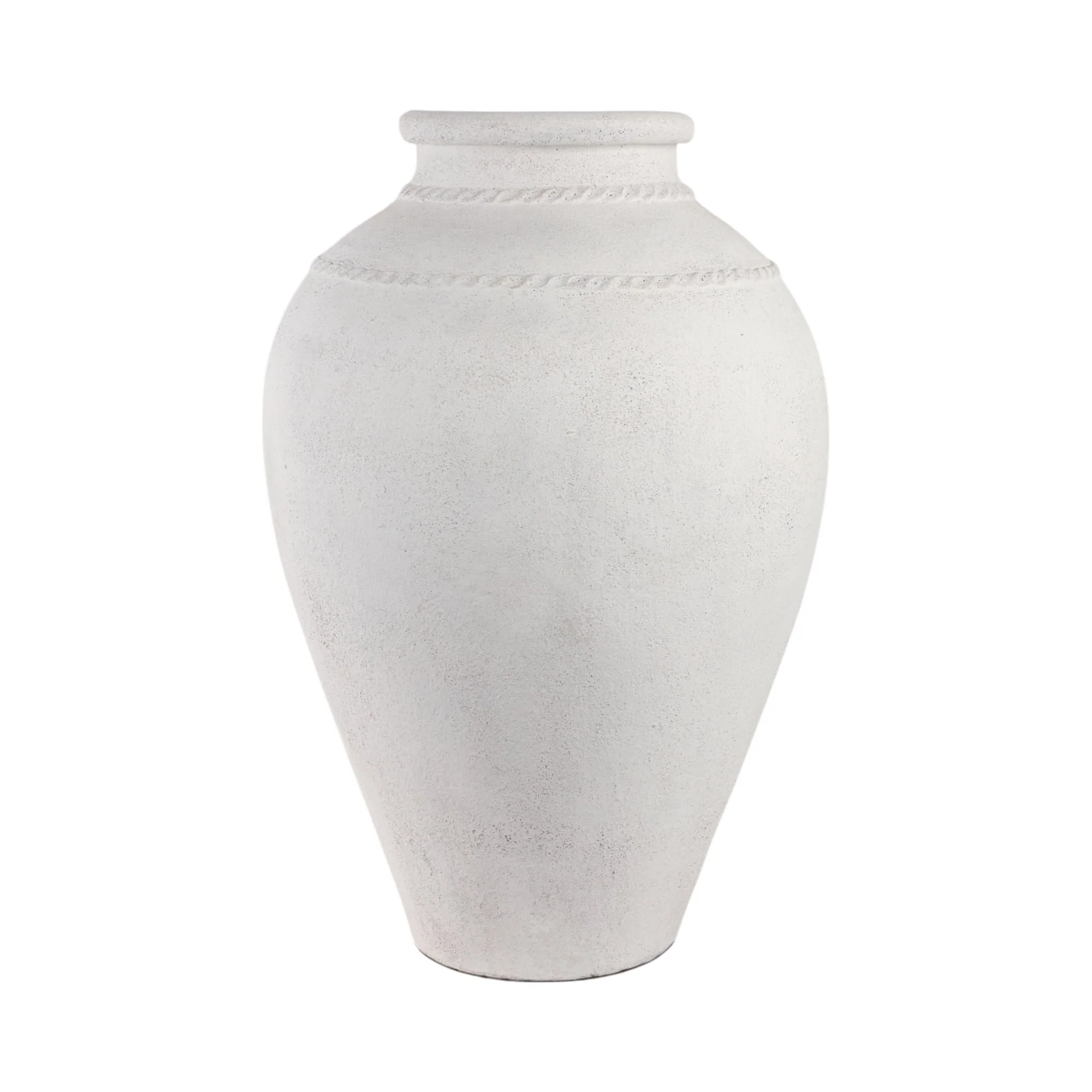 30" Terracotta Floor Vase, Ivory - Image 3