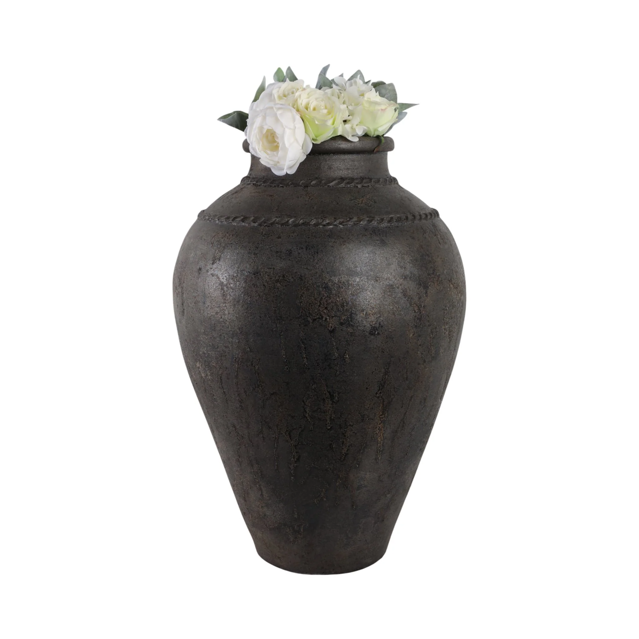 30" Terracotta Floor Vase, Rustic Black - Image 2
