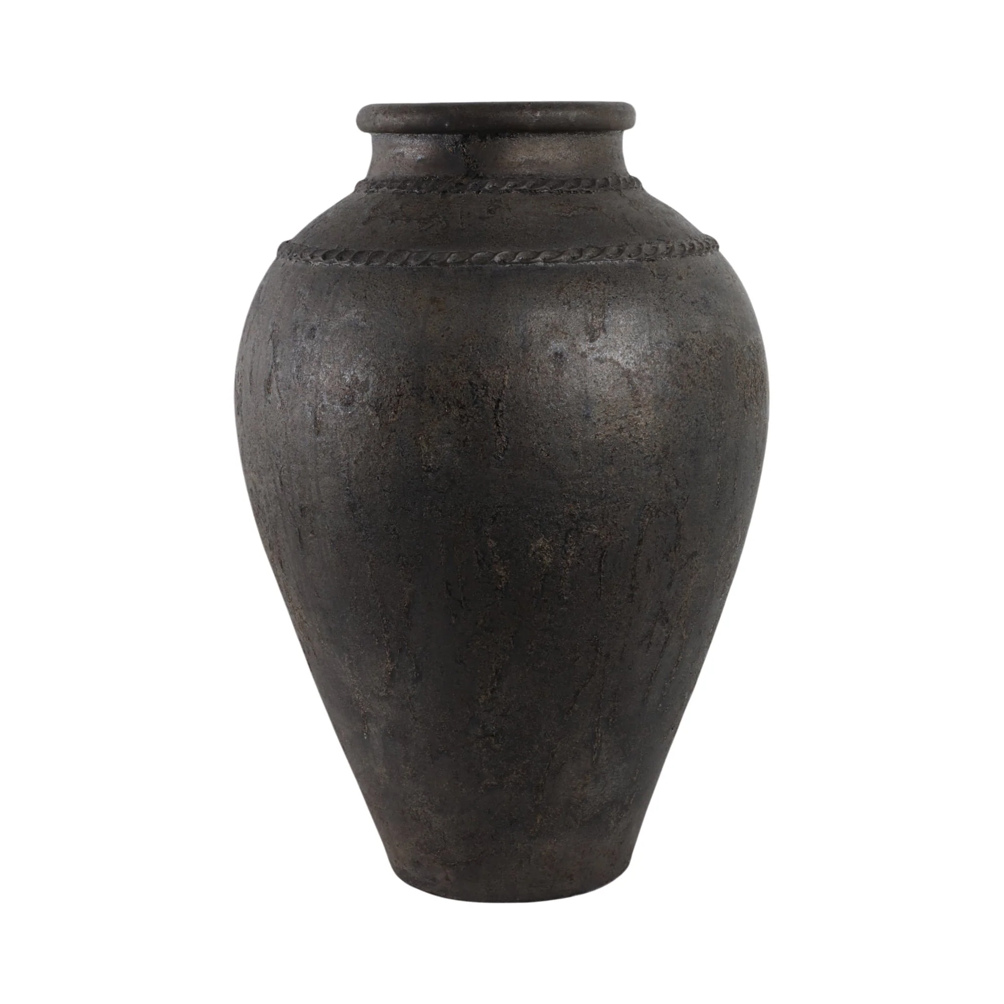 30" Terracotta Floor Vase, Rustic Black - Image 3