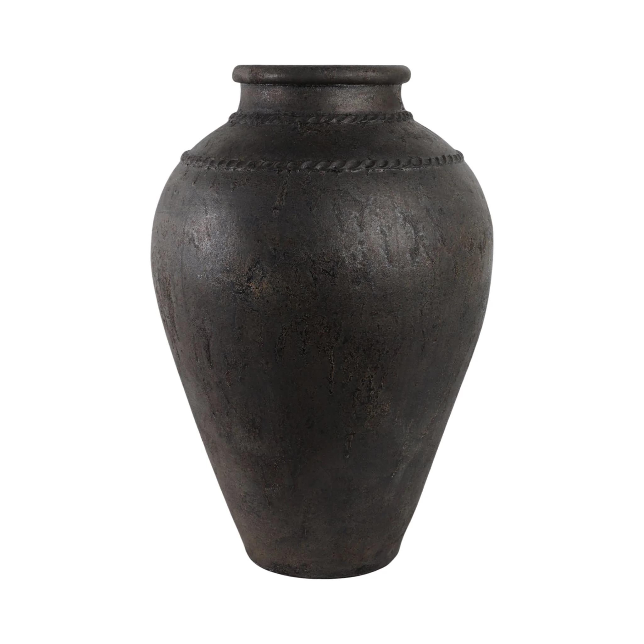 30" Terracotta Floor Vase, Rustic Black - Image 4