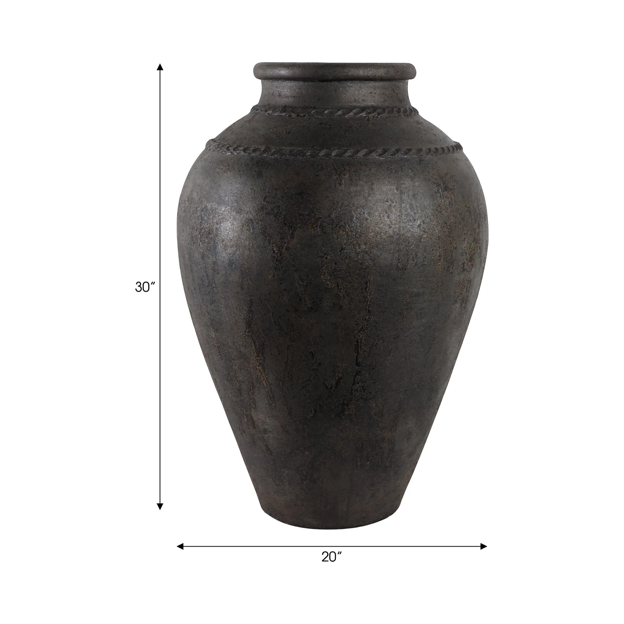 30" Terracotta Floor Vase, Rustic Black - Image 8