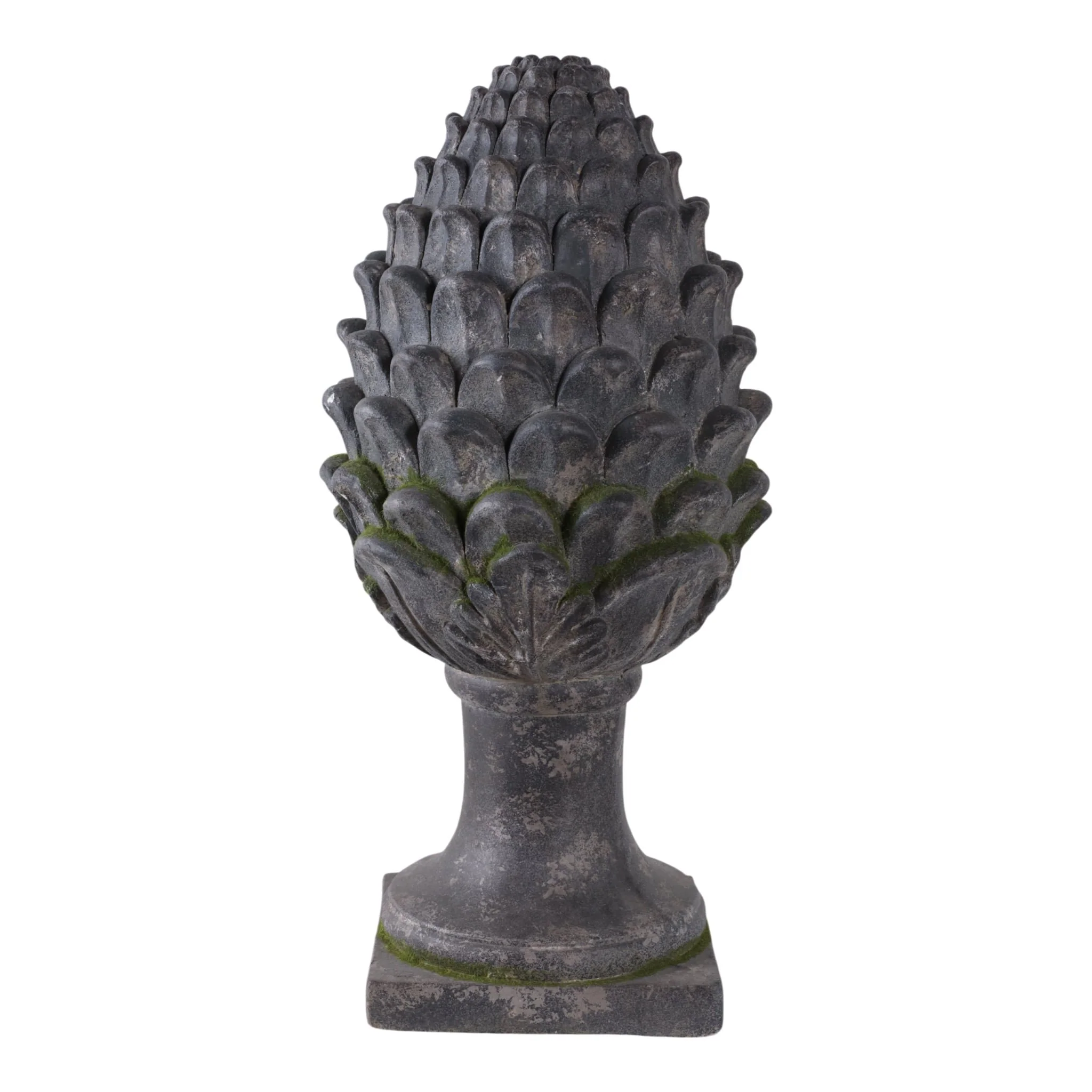 30x13" Rustic Artichoke Statue With Moss, Grey - Image 3