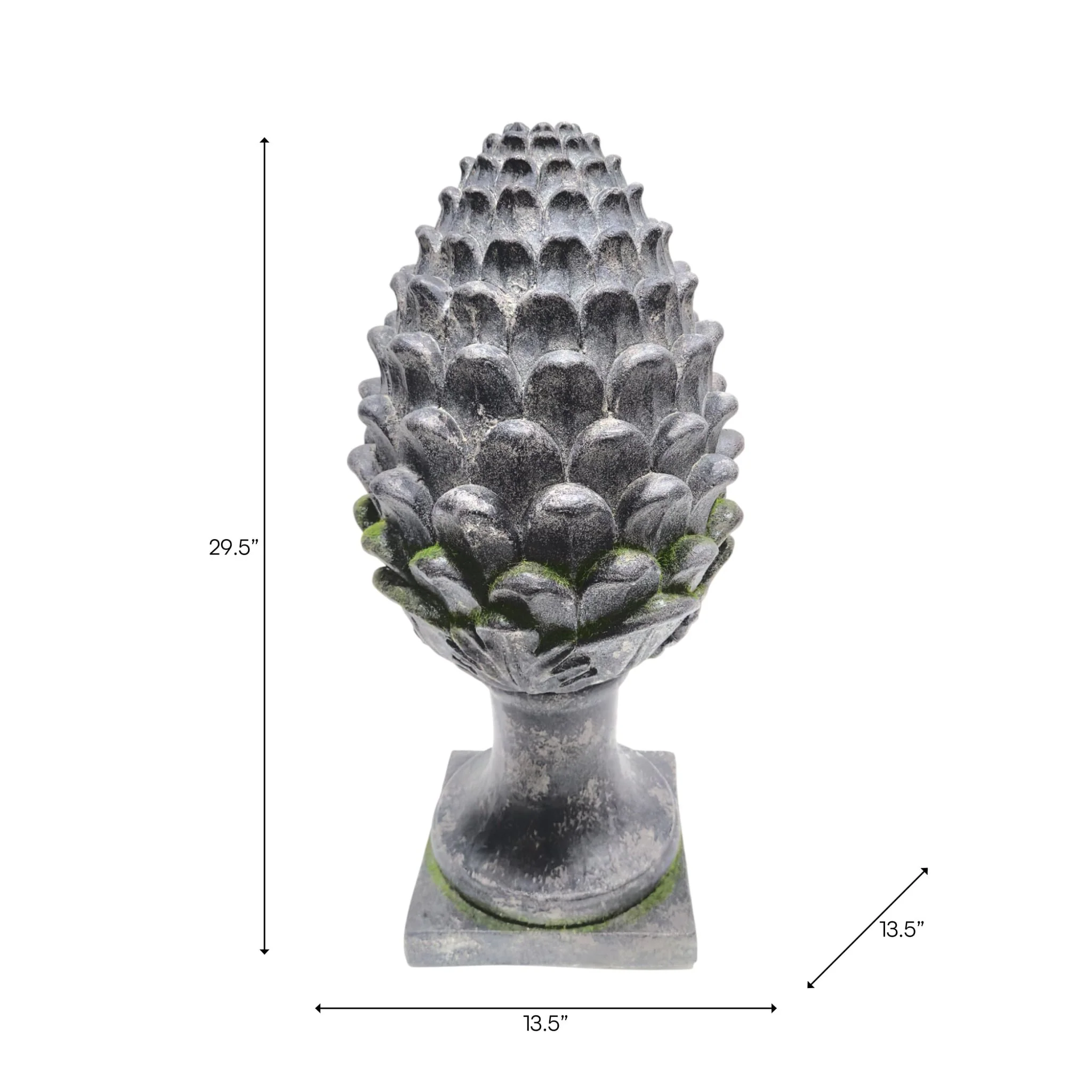 30x13" Rustic Artichoke Statue With Moss, Grey - Image 9