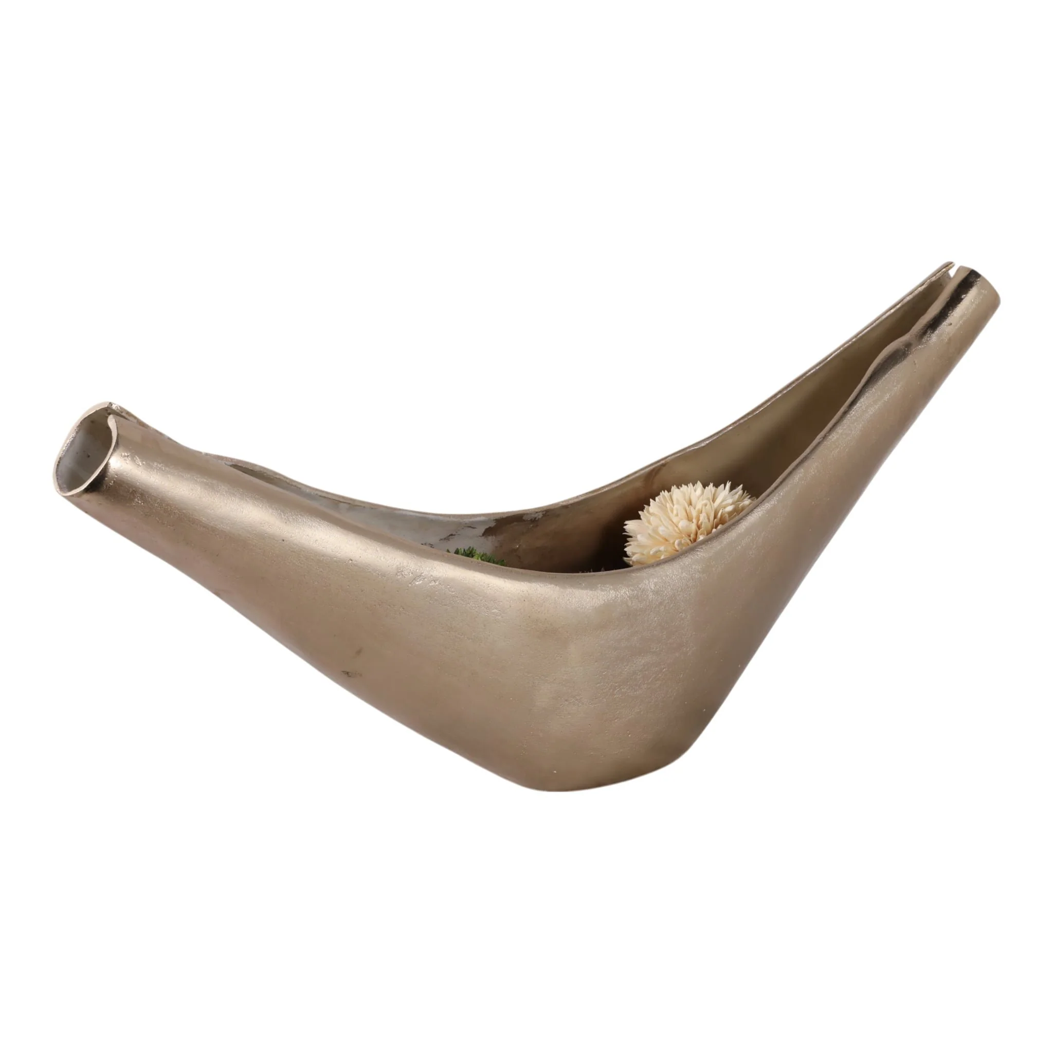 30x13" V-shaped Metal Bowl, Gold/tan - Image 2