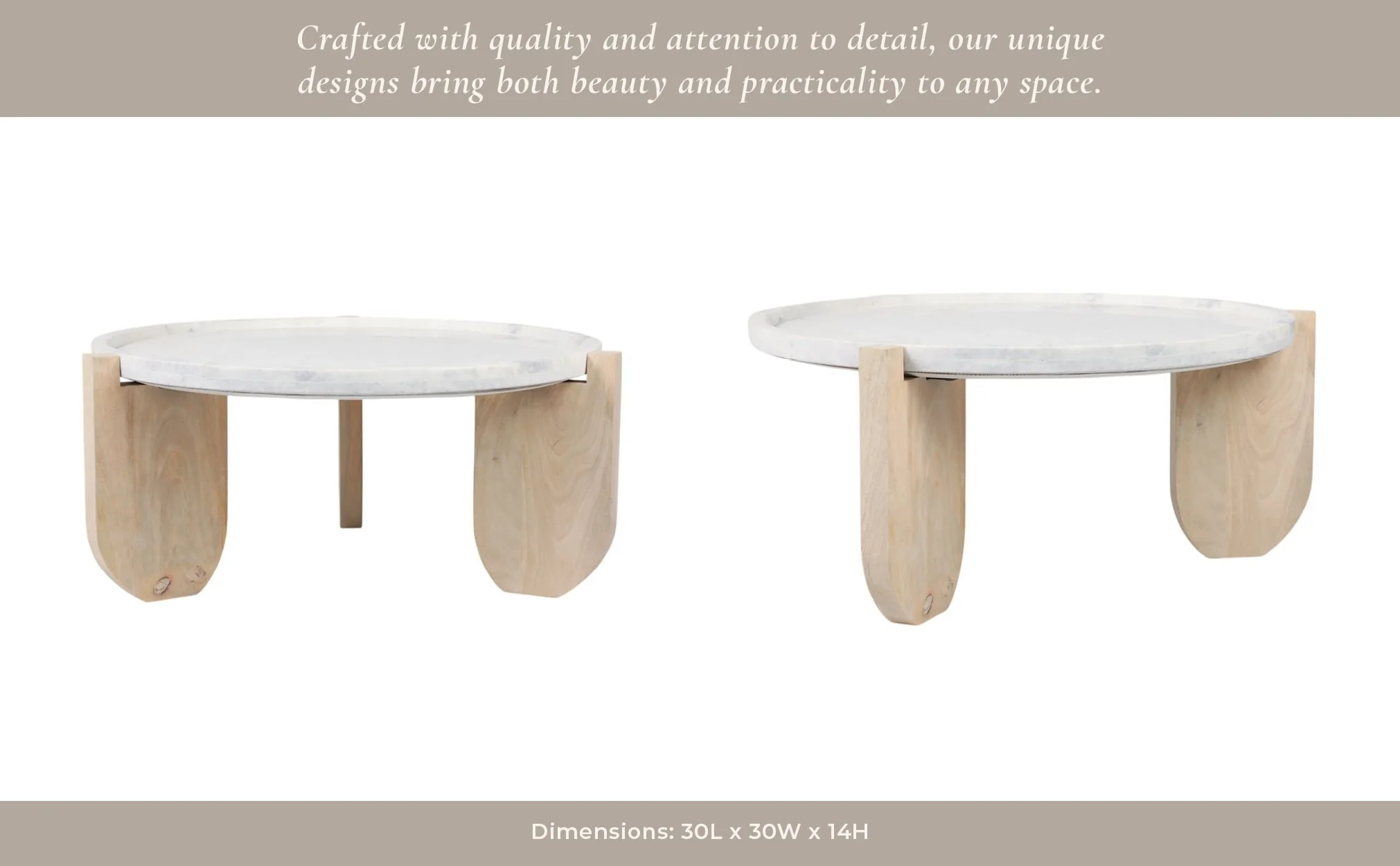 30x14" Marble Top Coffee Table With Curved Legs, W - Image 5