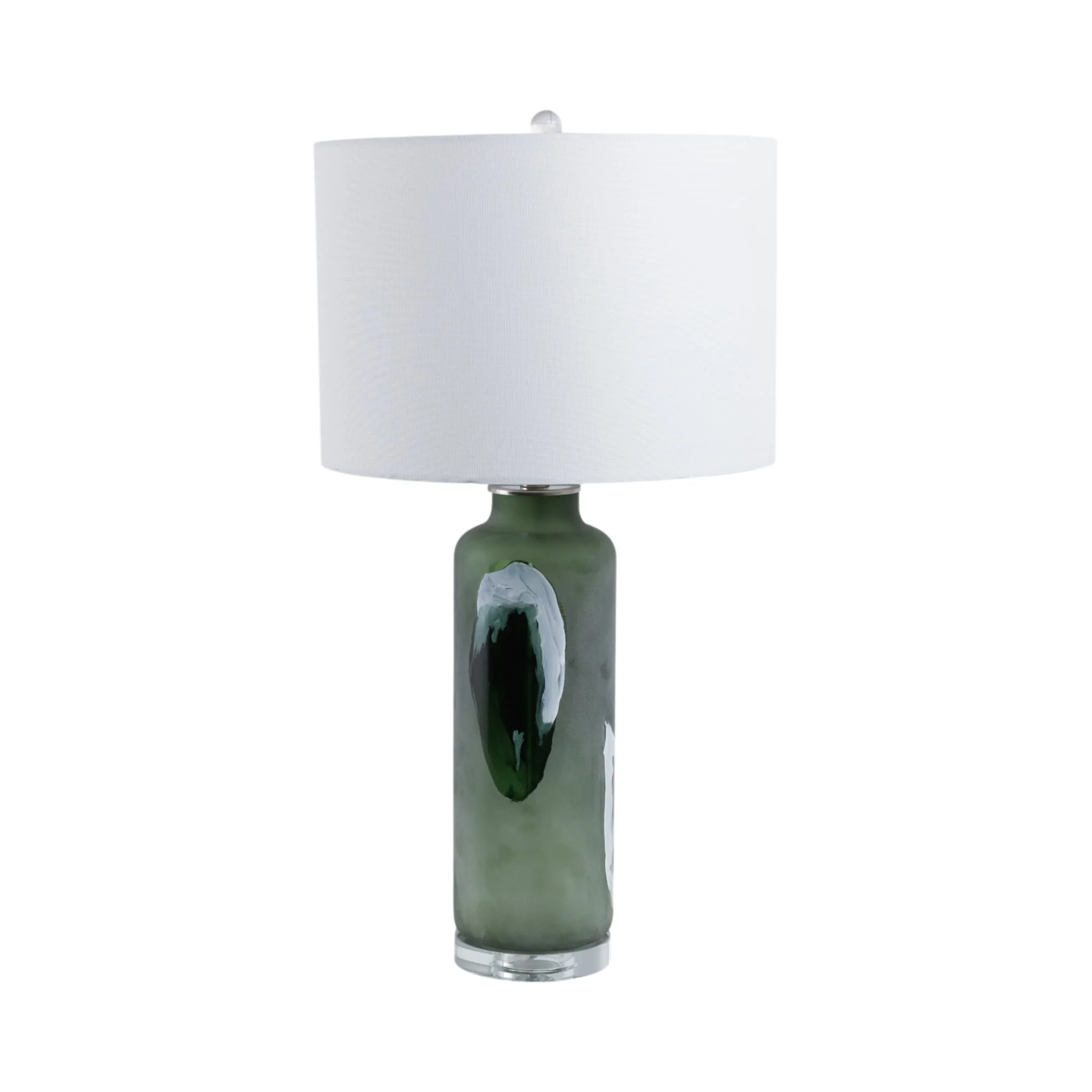 30x16" Artful Glass Table Lamp, Green - Image 2