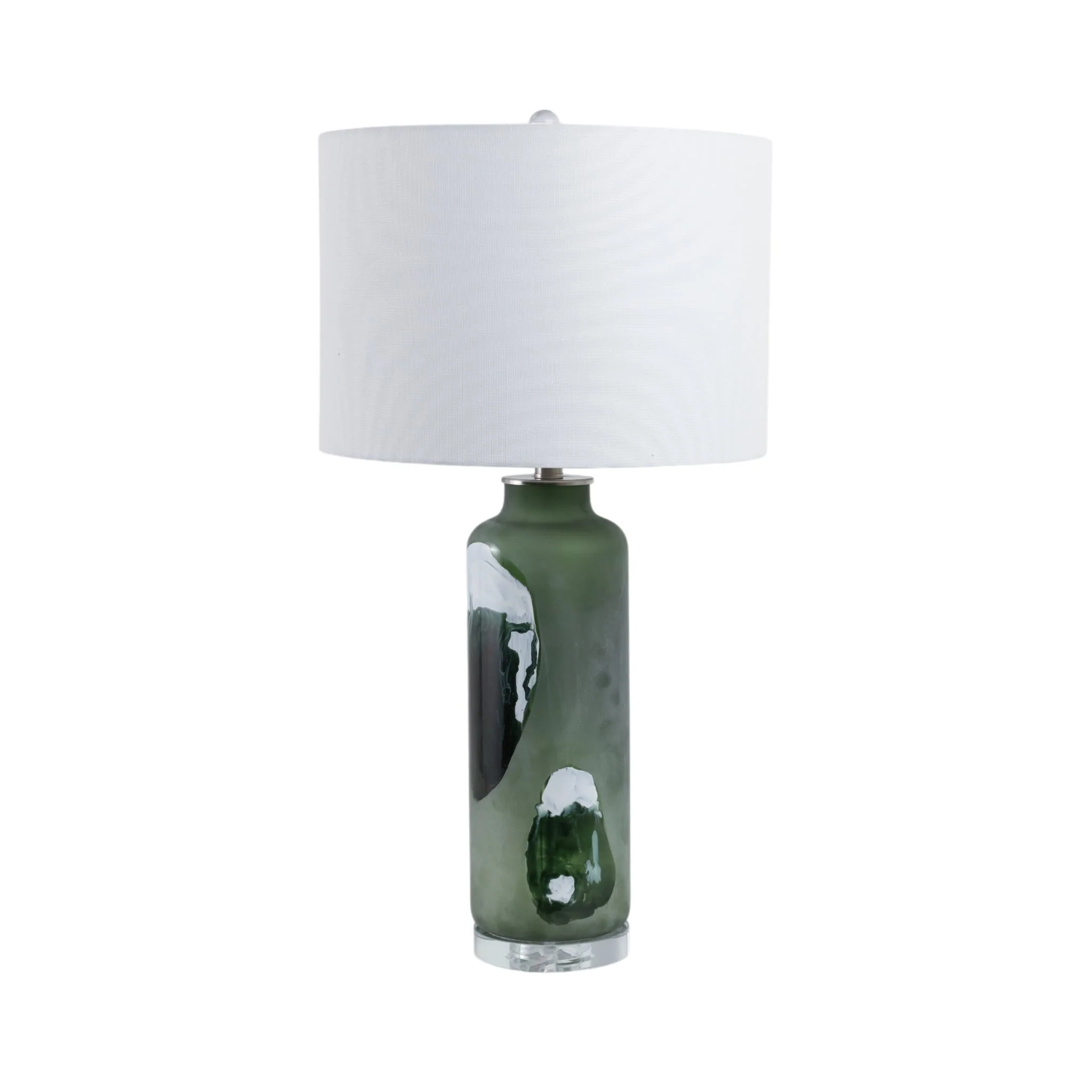 30x16" Artful Glass Table Lamp, Green - Image 4