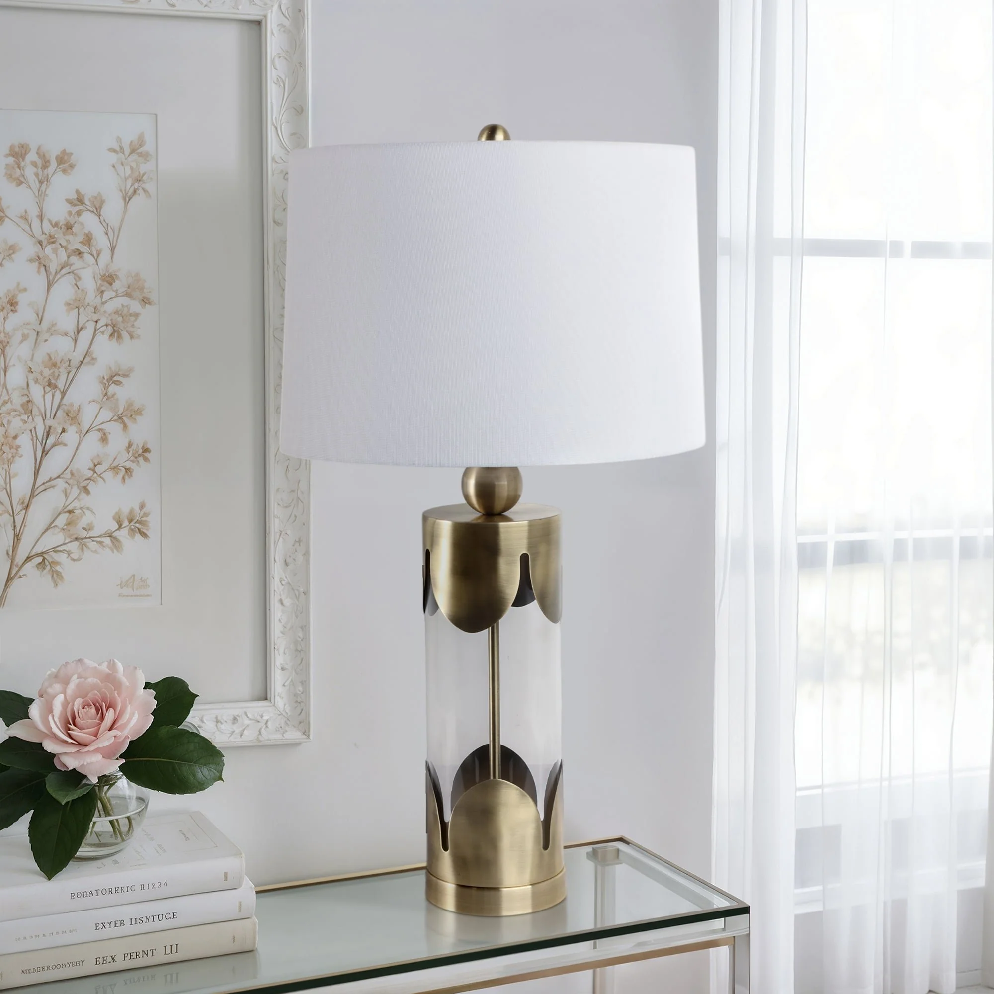 30x16" Scallop Border Lamp, Gold - Image 7