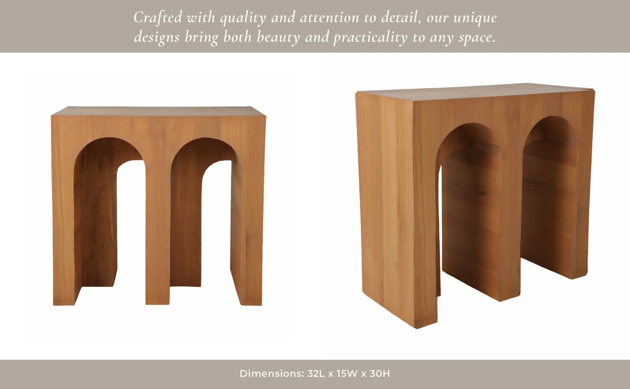 31" Double Arch Accent Table, Natural - Image 11