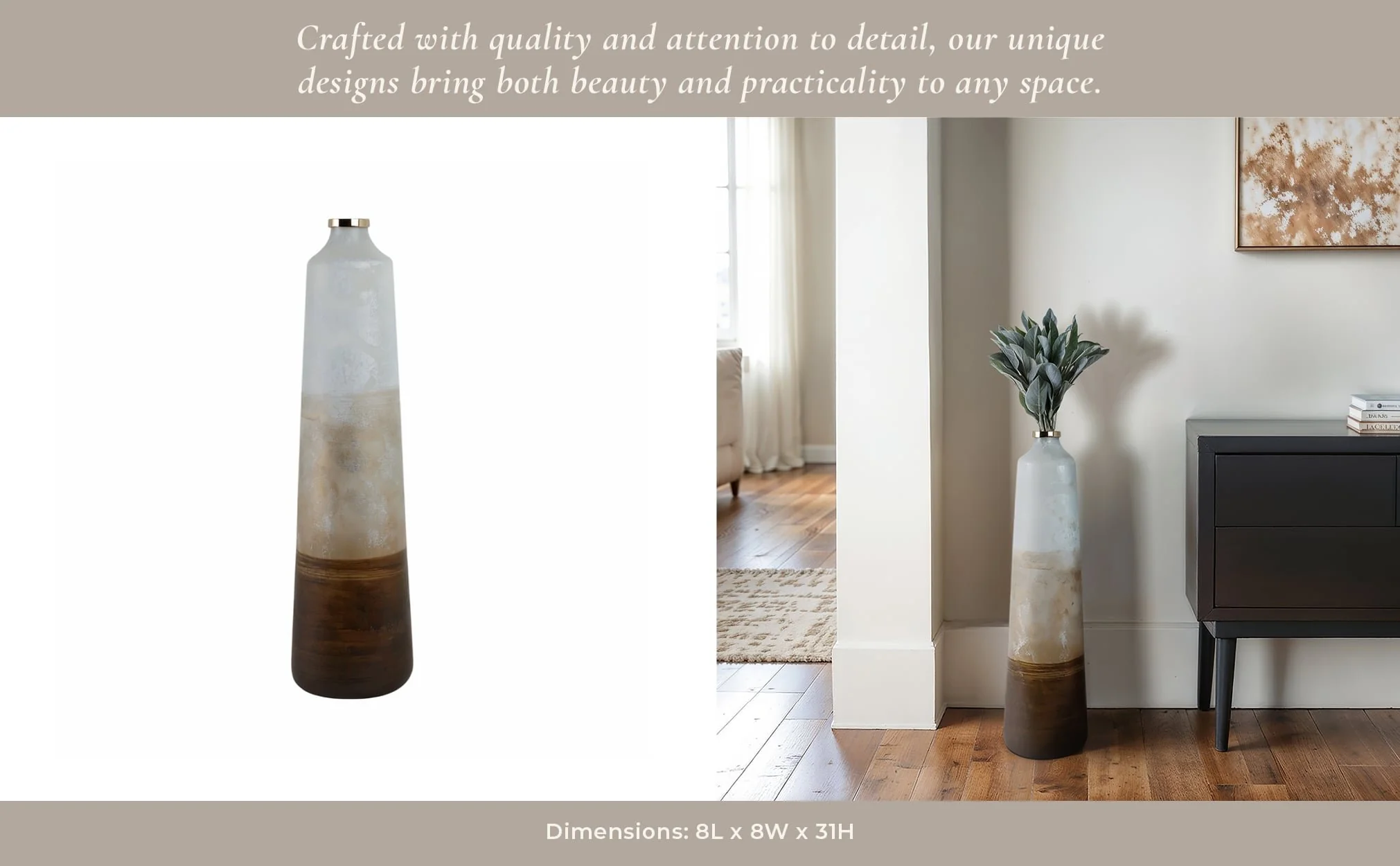 31" Gold Ombre Floor Vase, White/gold - Image 11
