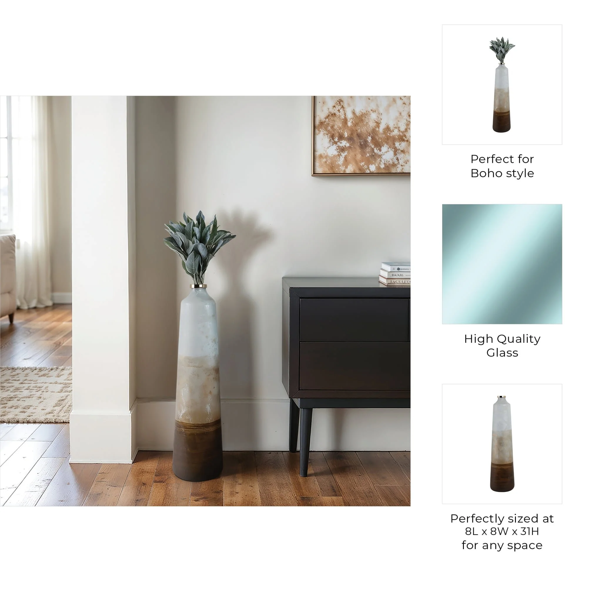 31" Gold Ombre Floor Vase, White/gold - Image 9