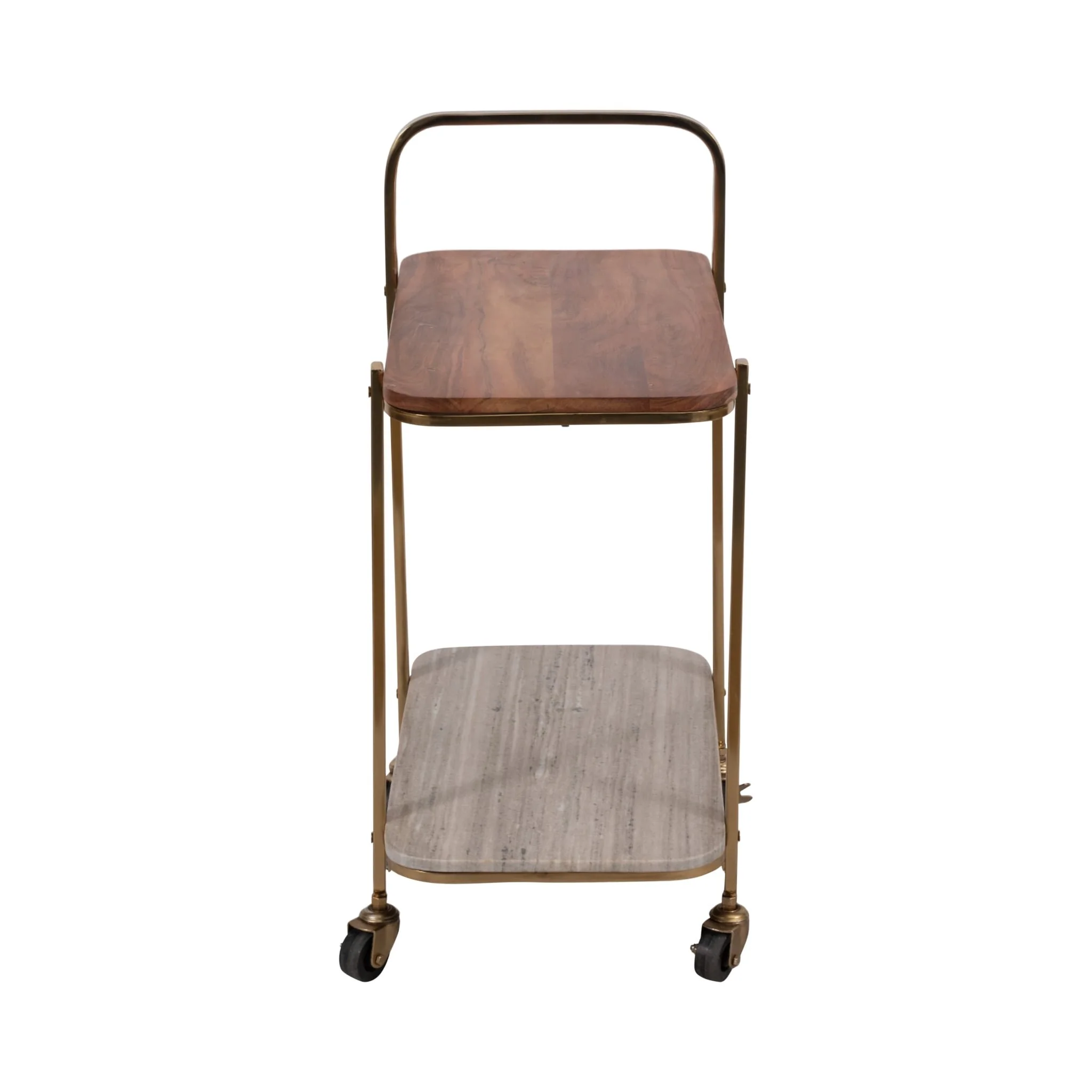 31" Marble Shelf Bar Cart, Gold Kd - Image 4