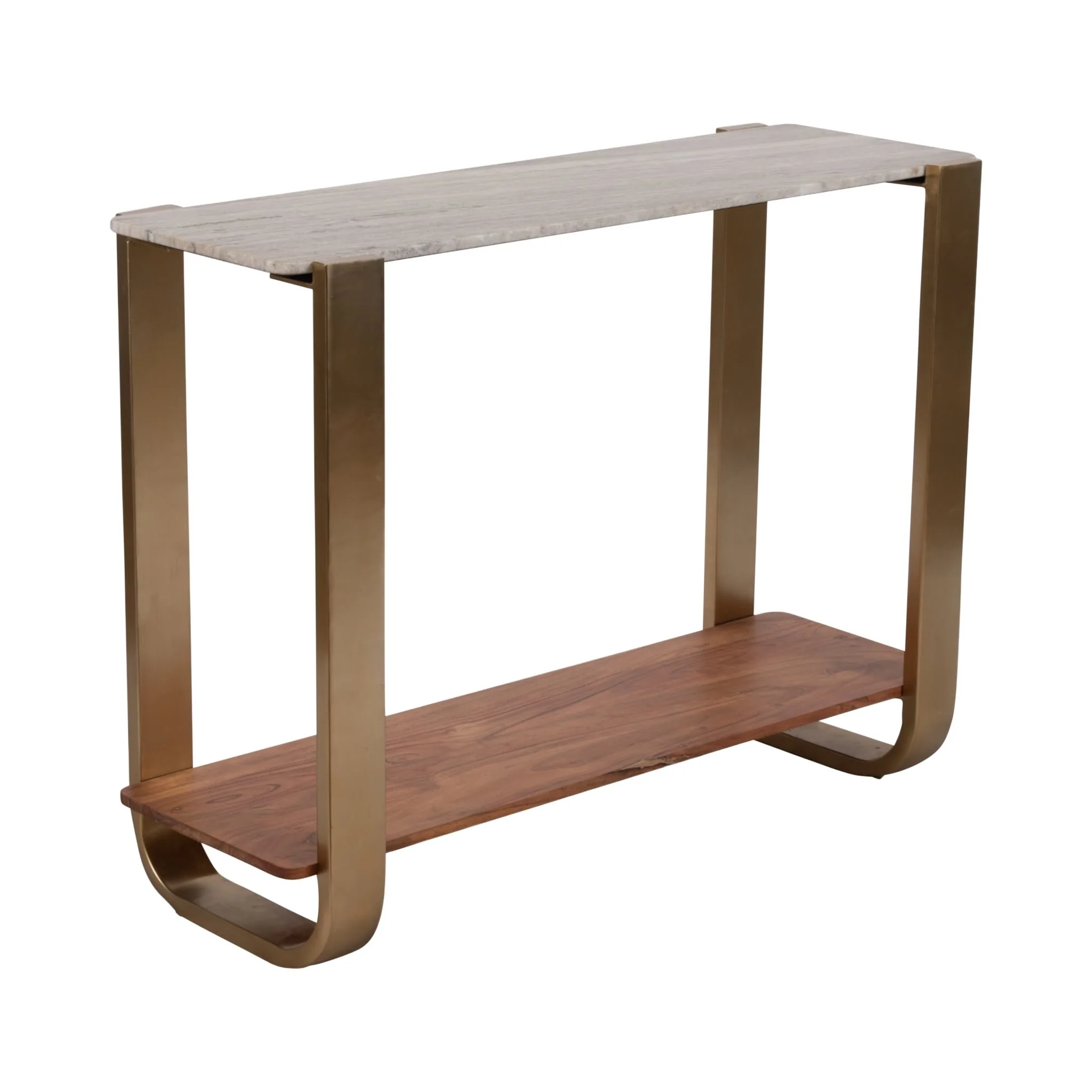 31" Marble Top Console, Gold Kd - Image 2