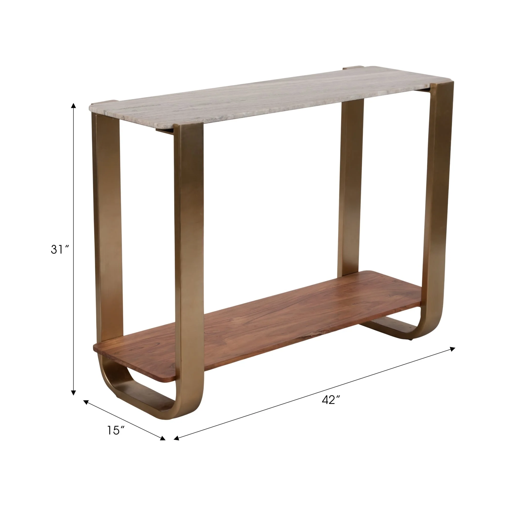 31" Marble Top Console, Gold Kd - Image 7