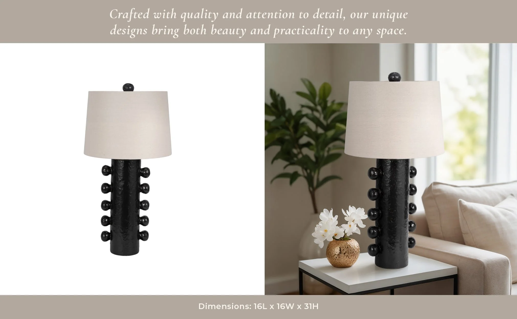 31" Tall Knobby Table Lamp, Black - Image 10