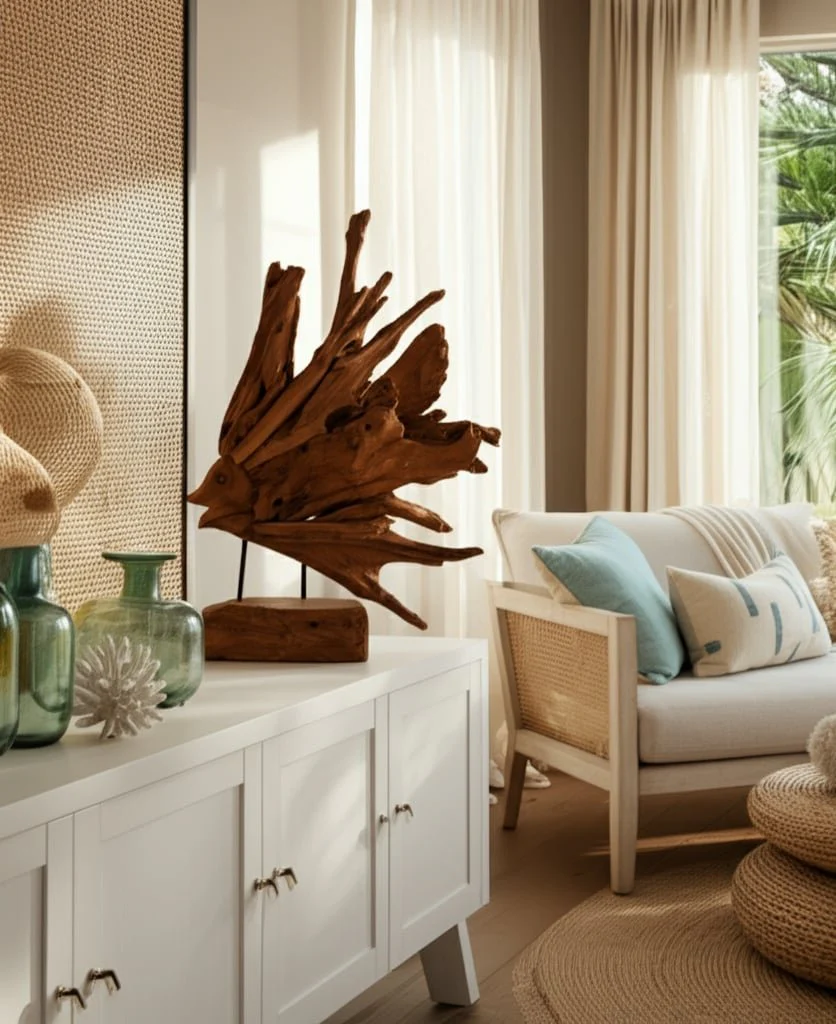 31" Teak Wood Fish On Stand, Light Natural - Image 10