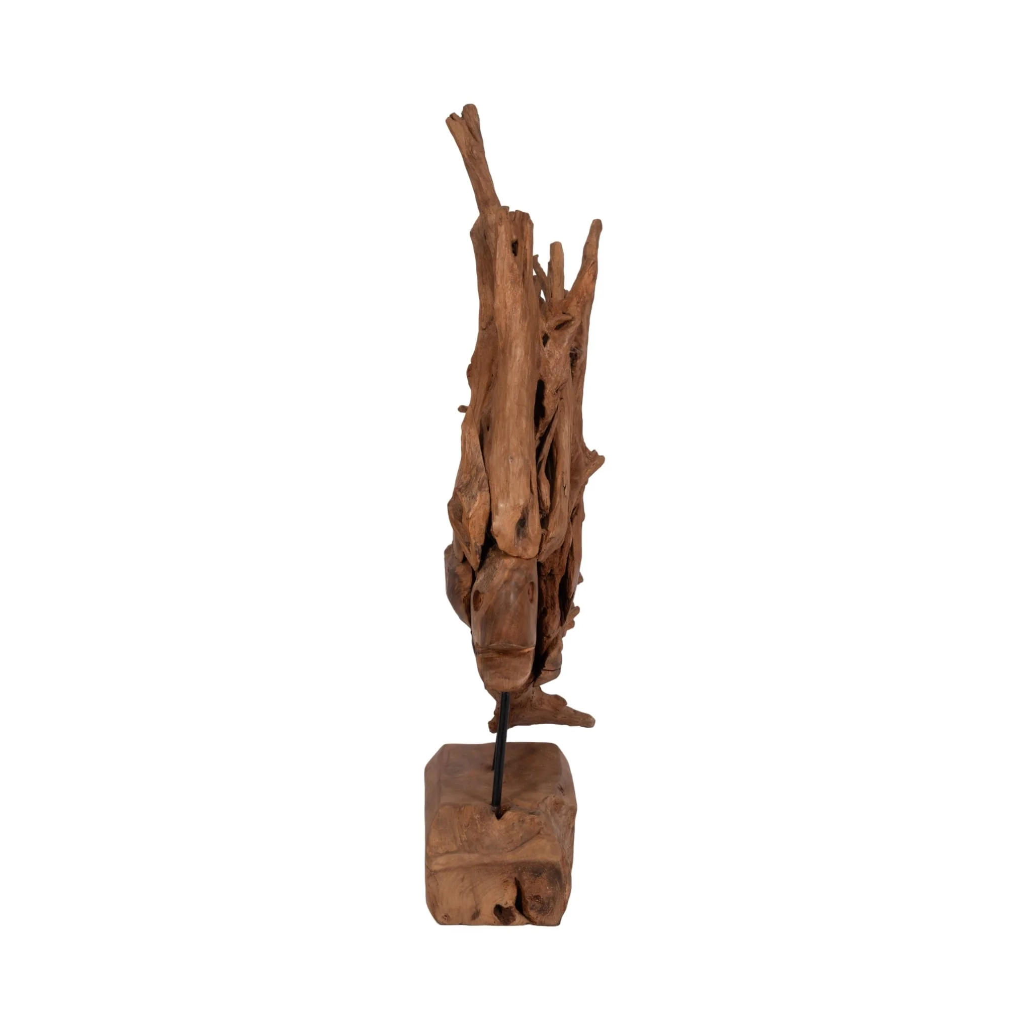 31" Teak Wood Fish On Stand, Light Natural - Image 3