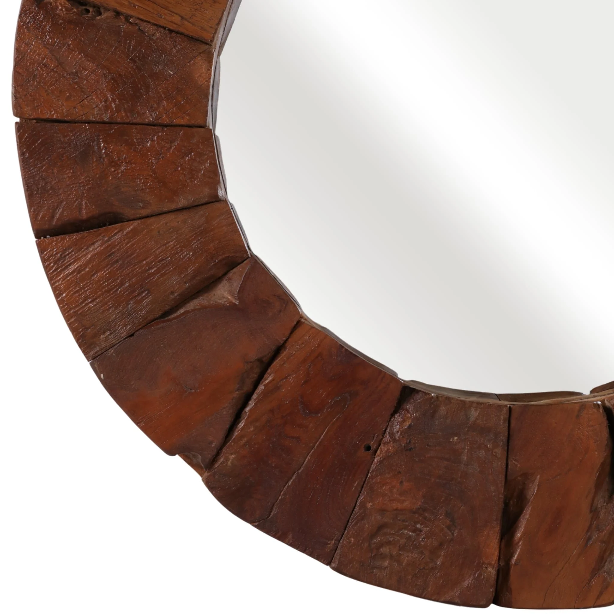 31x31" Teakwood Framed Mirror, Natural - Image 4