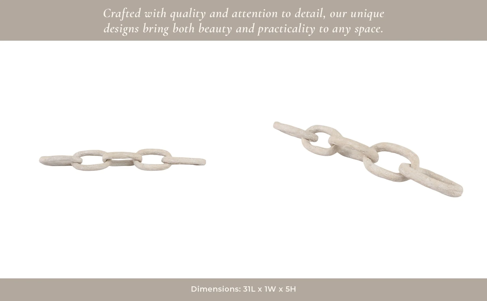 31x5" Paper Mache 5-link Chain, White - Image 13