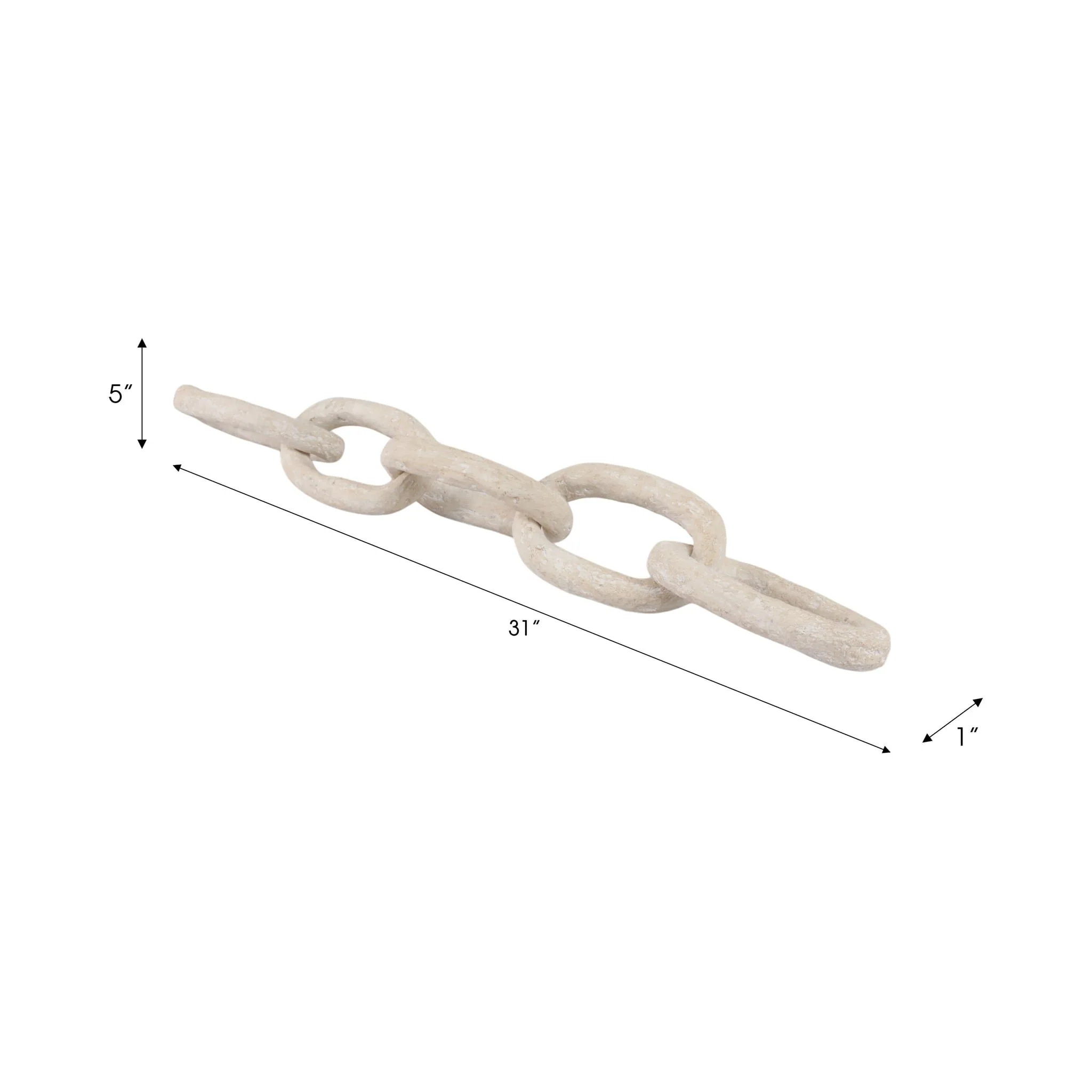 31x5" Paper Mache 5-link Chain, White - Image 7