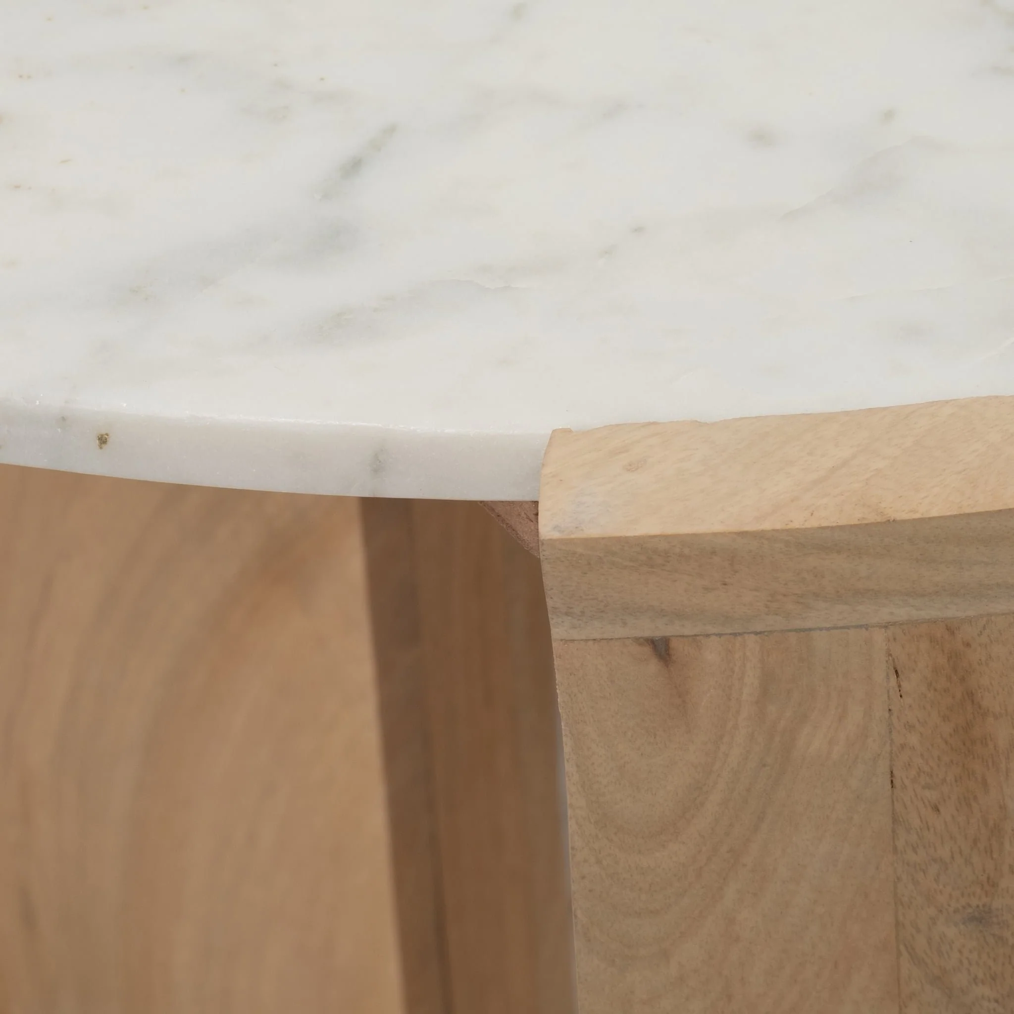 32" Marble Top Mango Coffee Table, Wht/nat Kd - Image 5