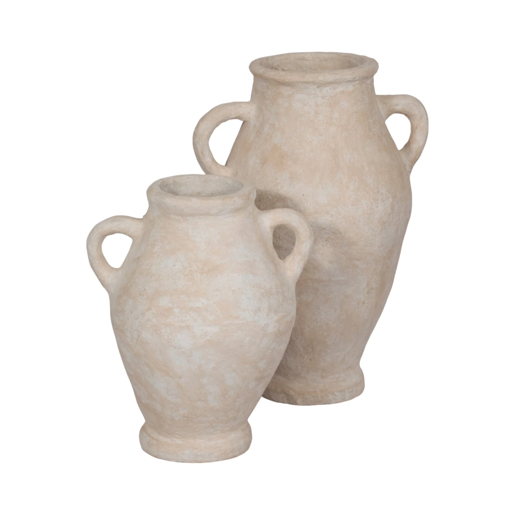 32" Paper Mache Jug With Handles, White - Image 6