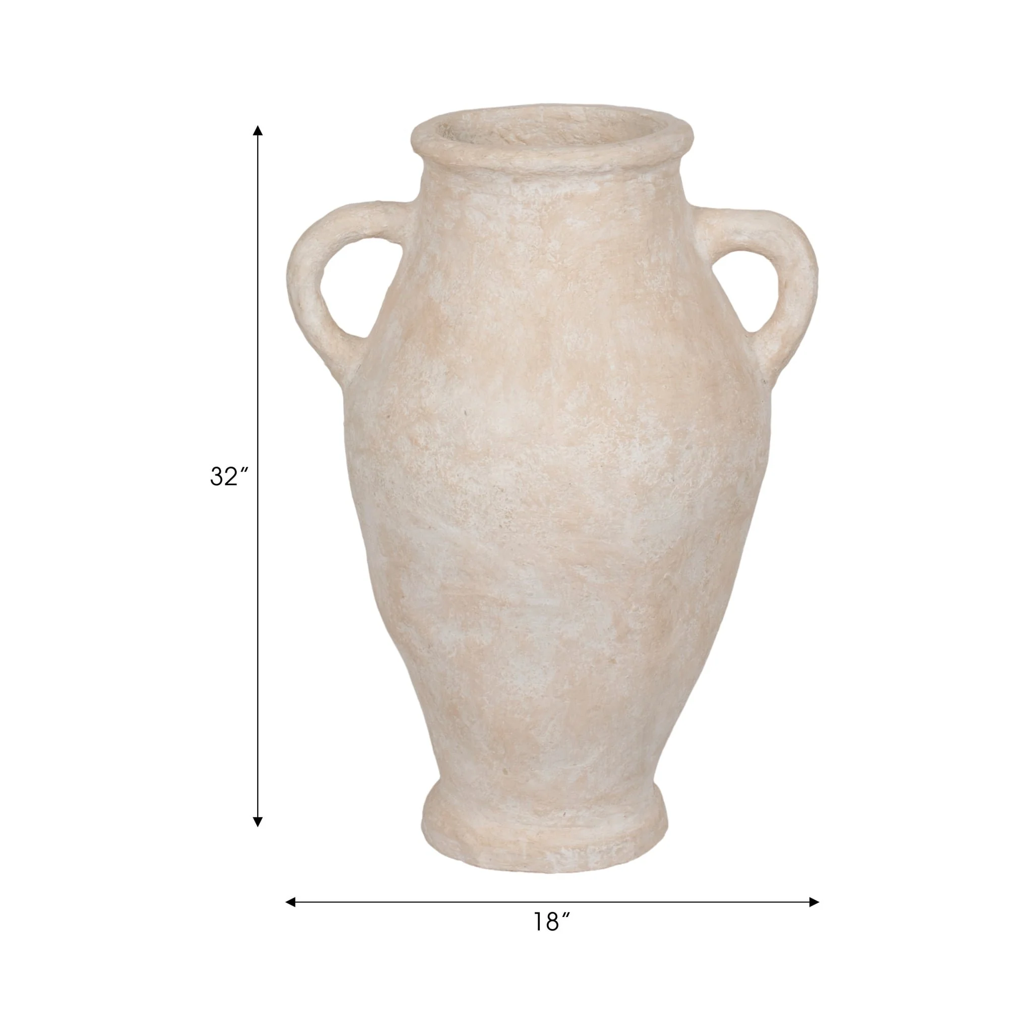 32" Paper Mache Jug With Handles, White - Image 7