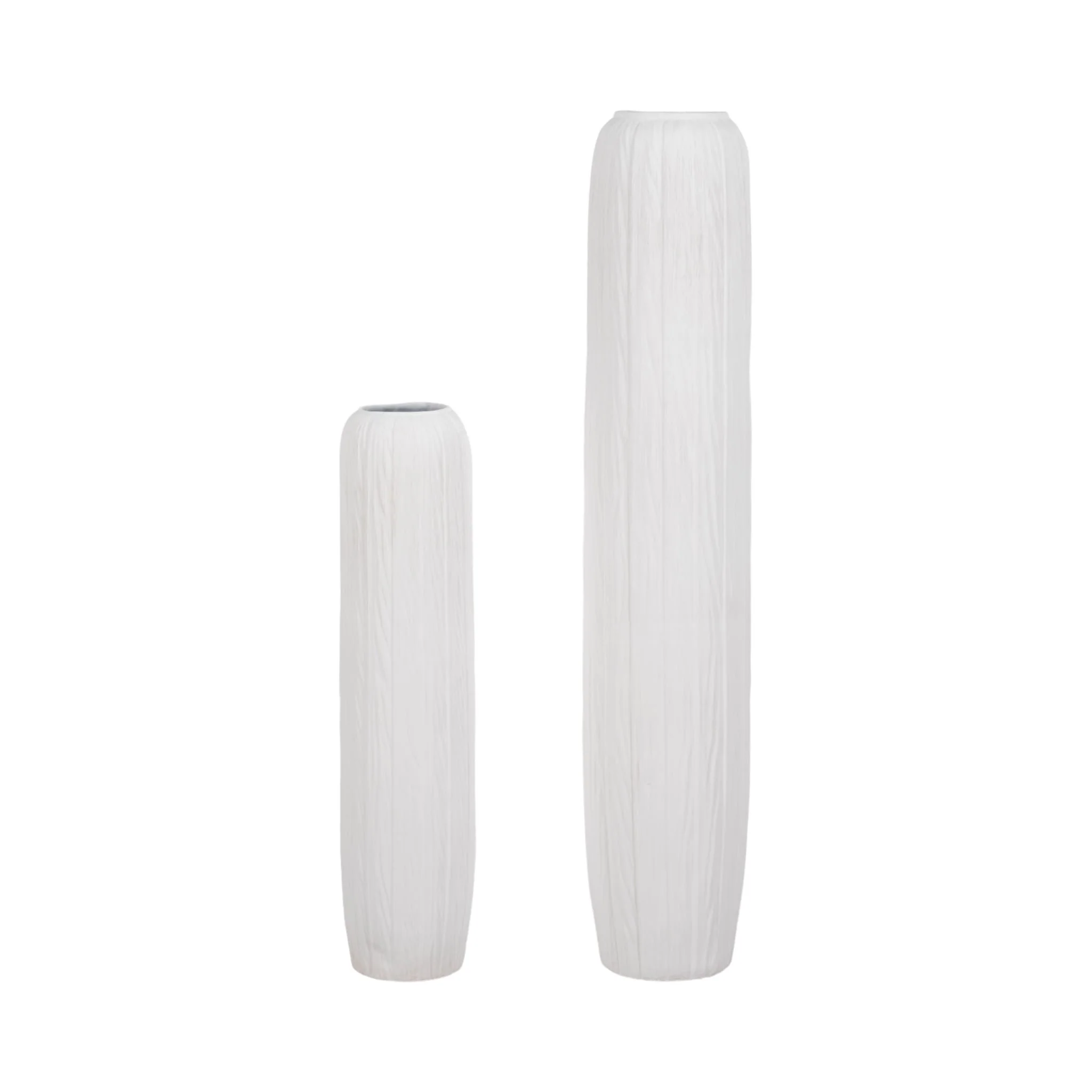 32" Rough Cylinder Floor Vase, White - Image 6