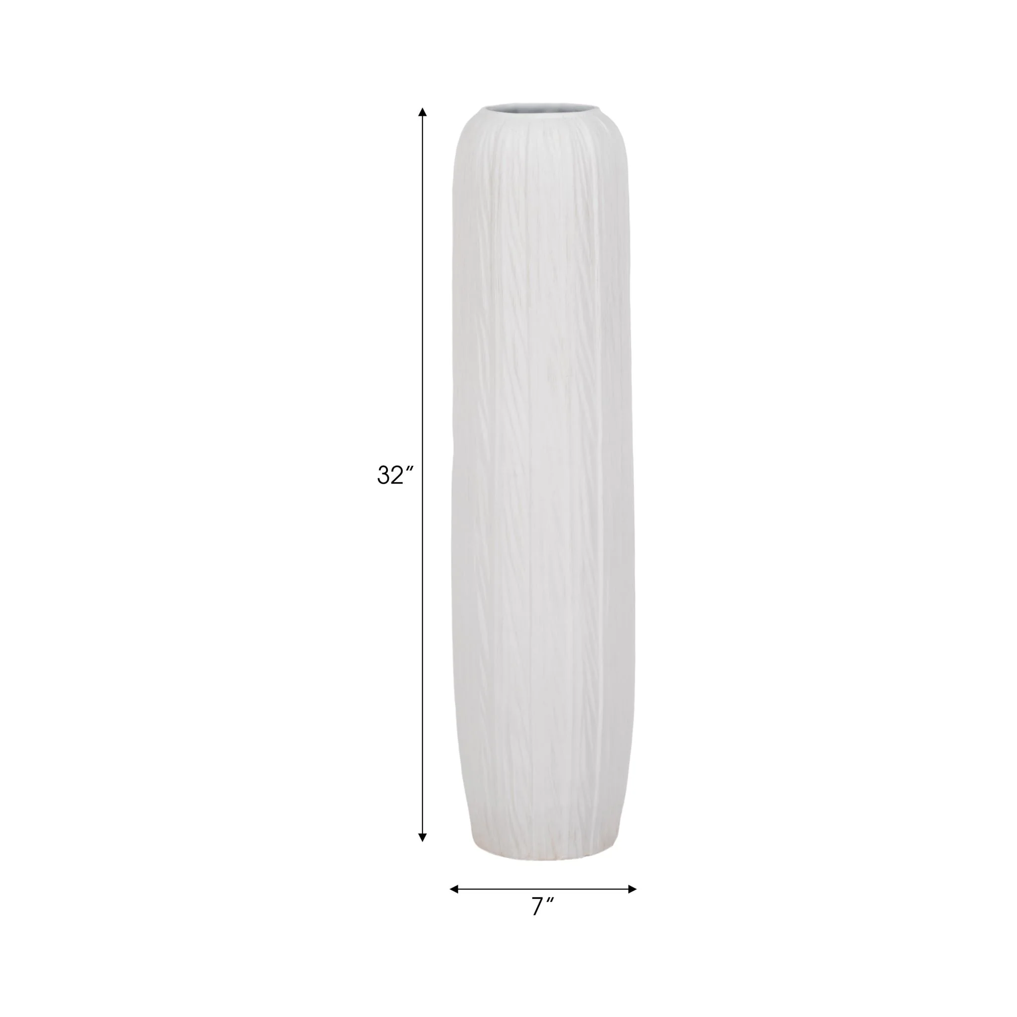 32" Rough Cylinder Floor Vase, White - Image 7