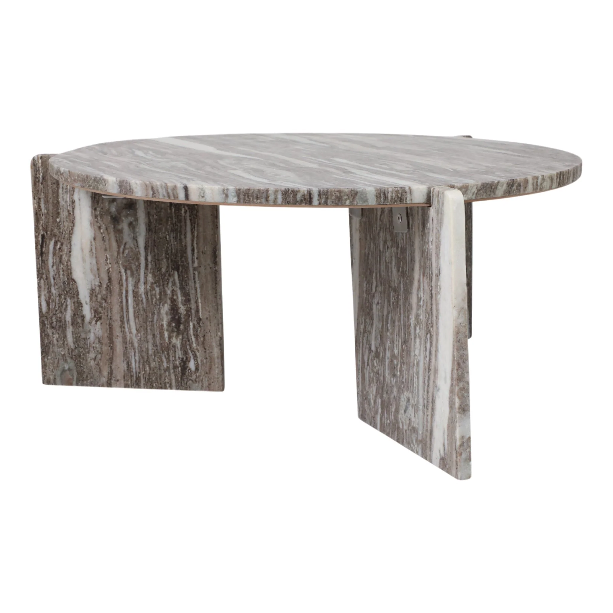 32x15" 3-leg Marble Coffee Table, Grey Kd - Image 2