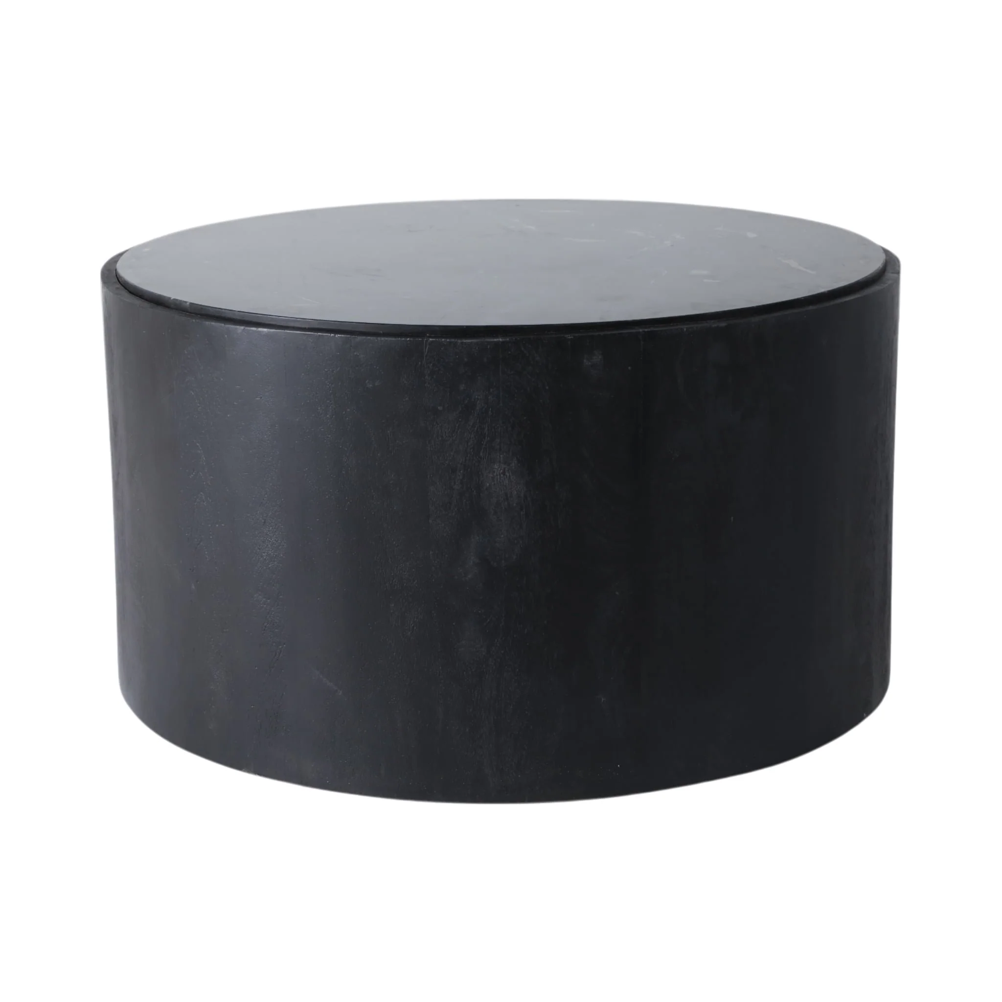 32x17 Marble Inlay Rnd Coffee Table, Blk/wht - Image 2