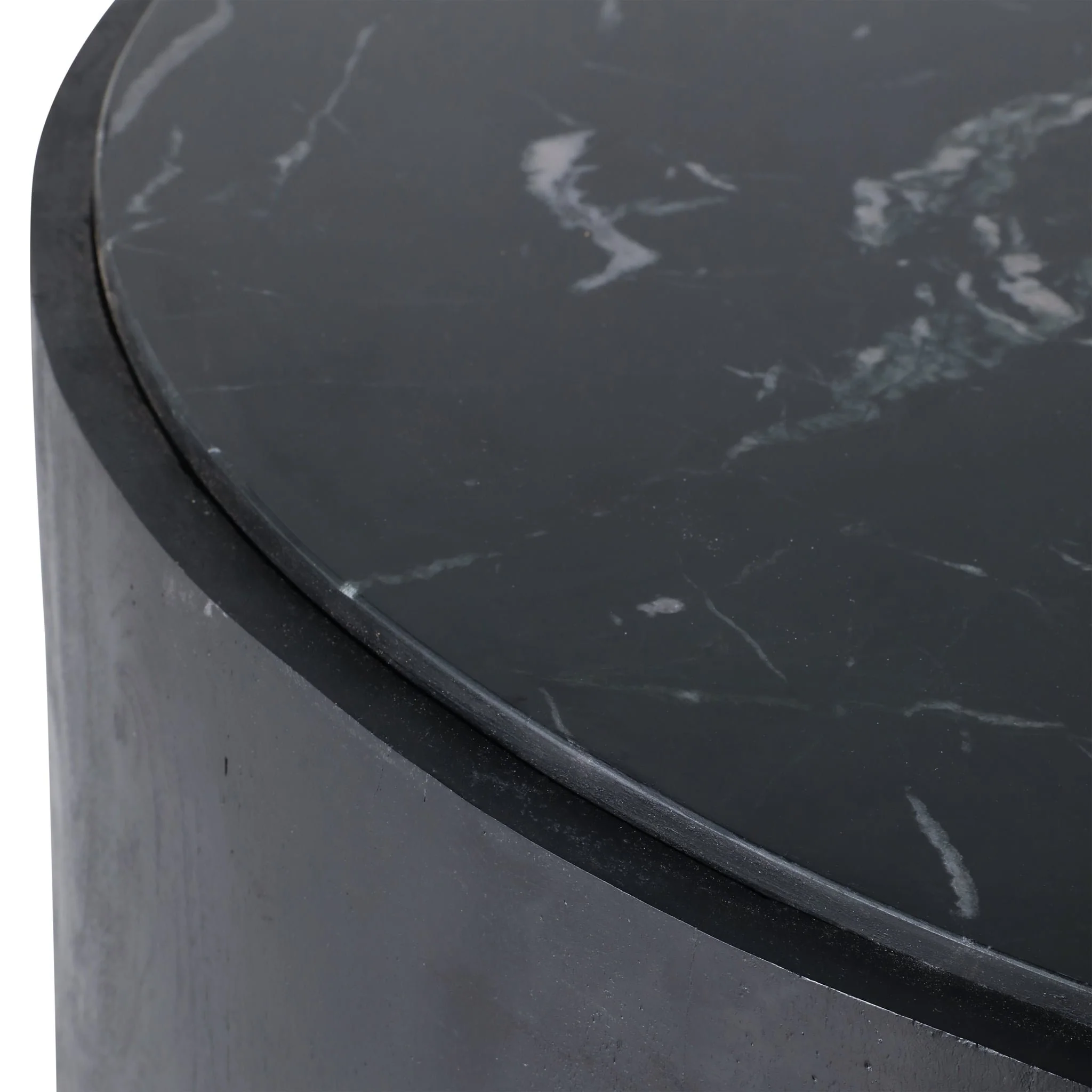 32x17 Marble Inlay Rnd Coffee Table, Blk/wht - Image 6