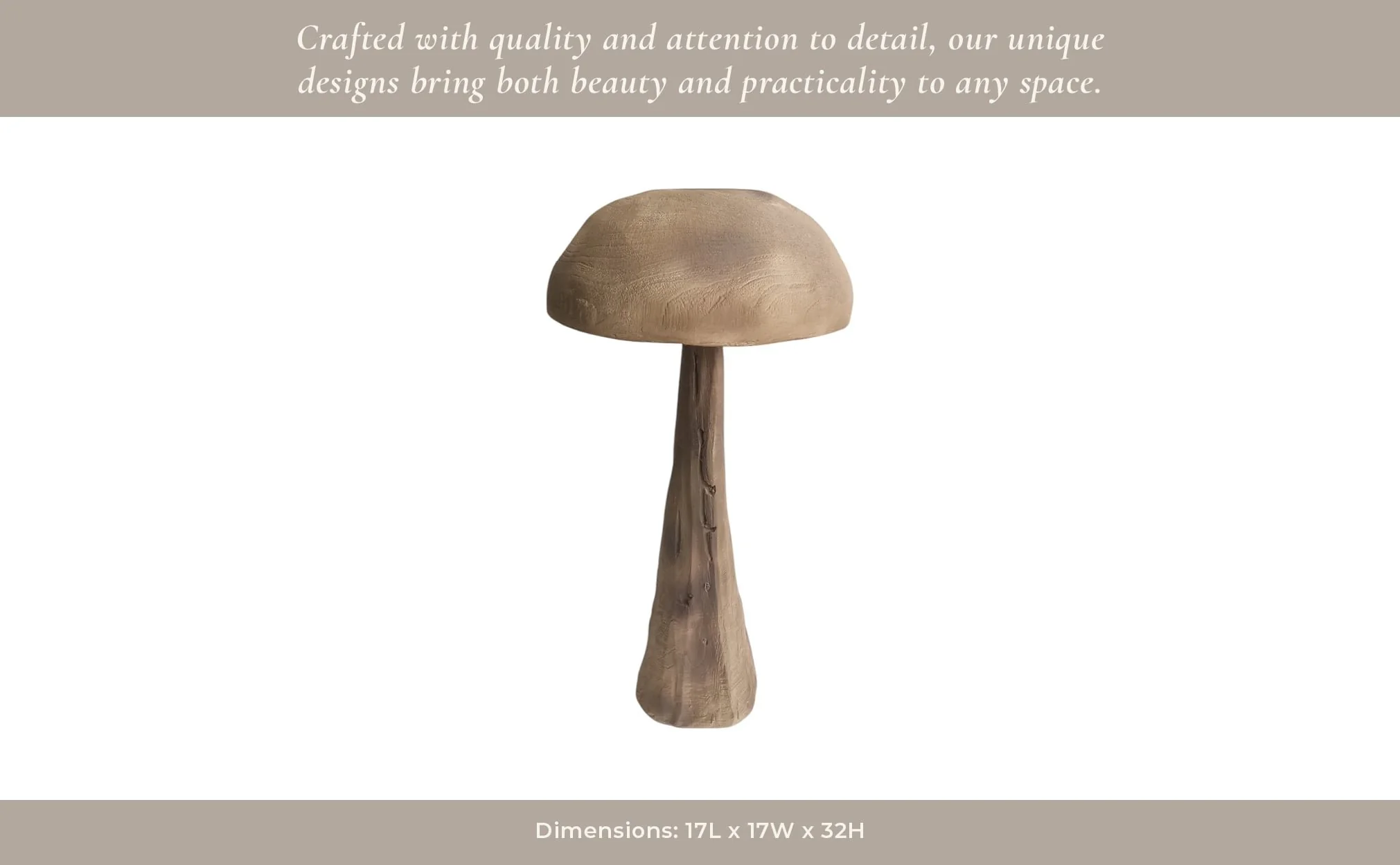 32x17" Mushroom With Wood Grain, Brown - Image 11