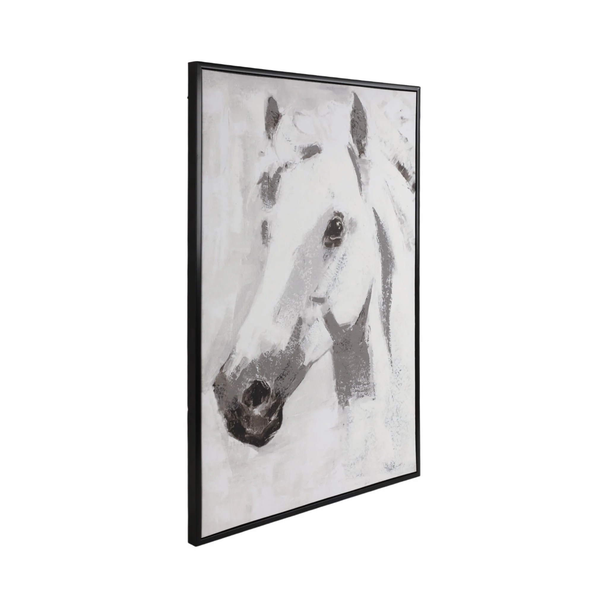 32x48 Framed Handpainted White Horse - Image 2