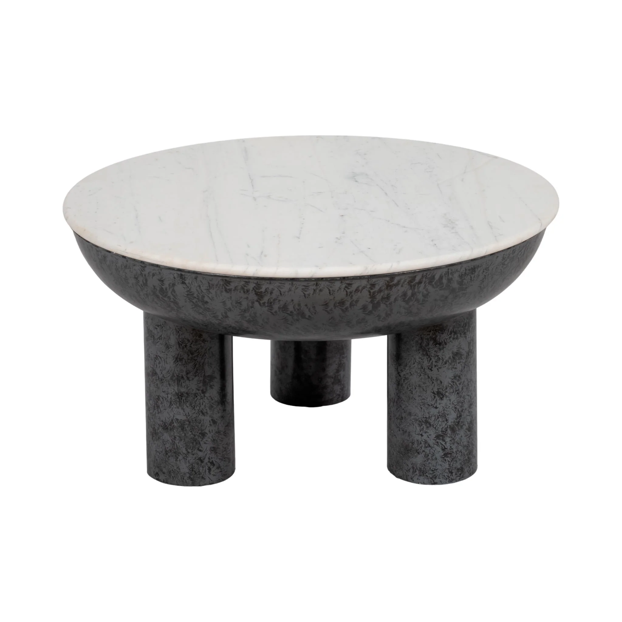 33" Chunky Leg Coffee Table Marble Top, White/blk - Image 2