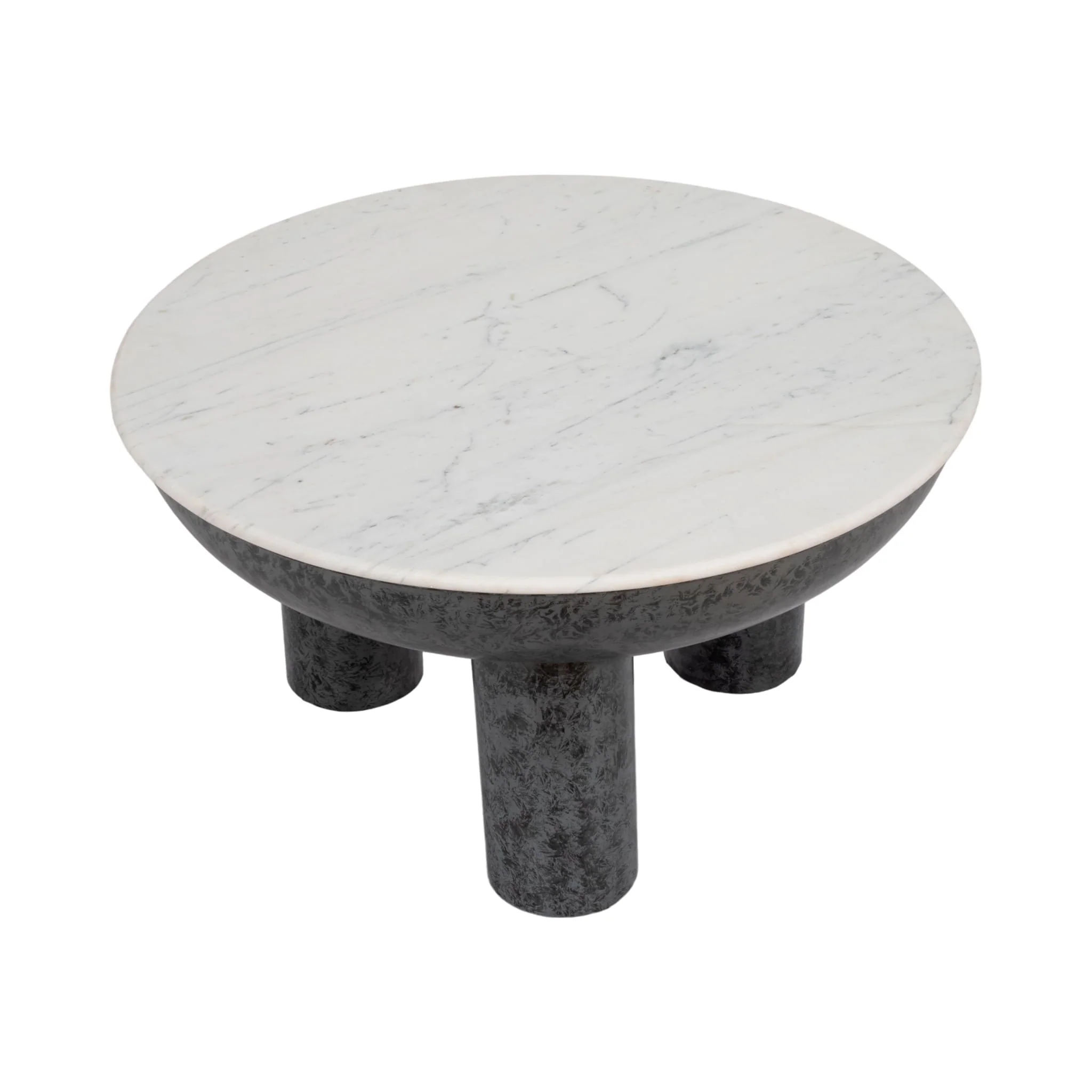 33" Chunky Leg Coffee Table Marble Top, White/blk - Image 3