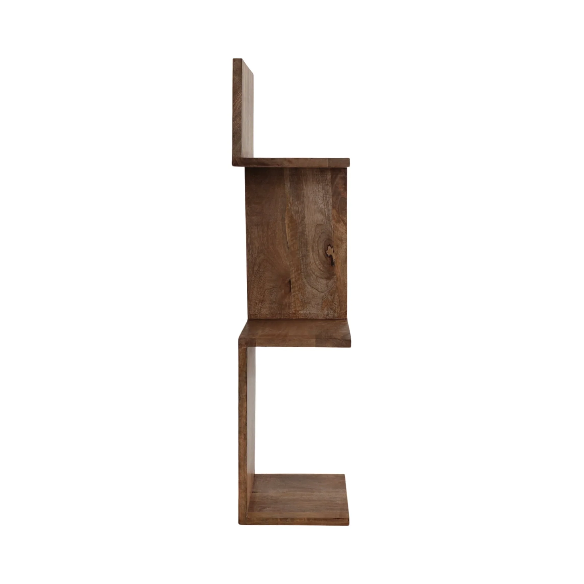 33" Mango Zig Zag Corner Wall Shelf, Brown - Image 4