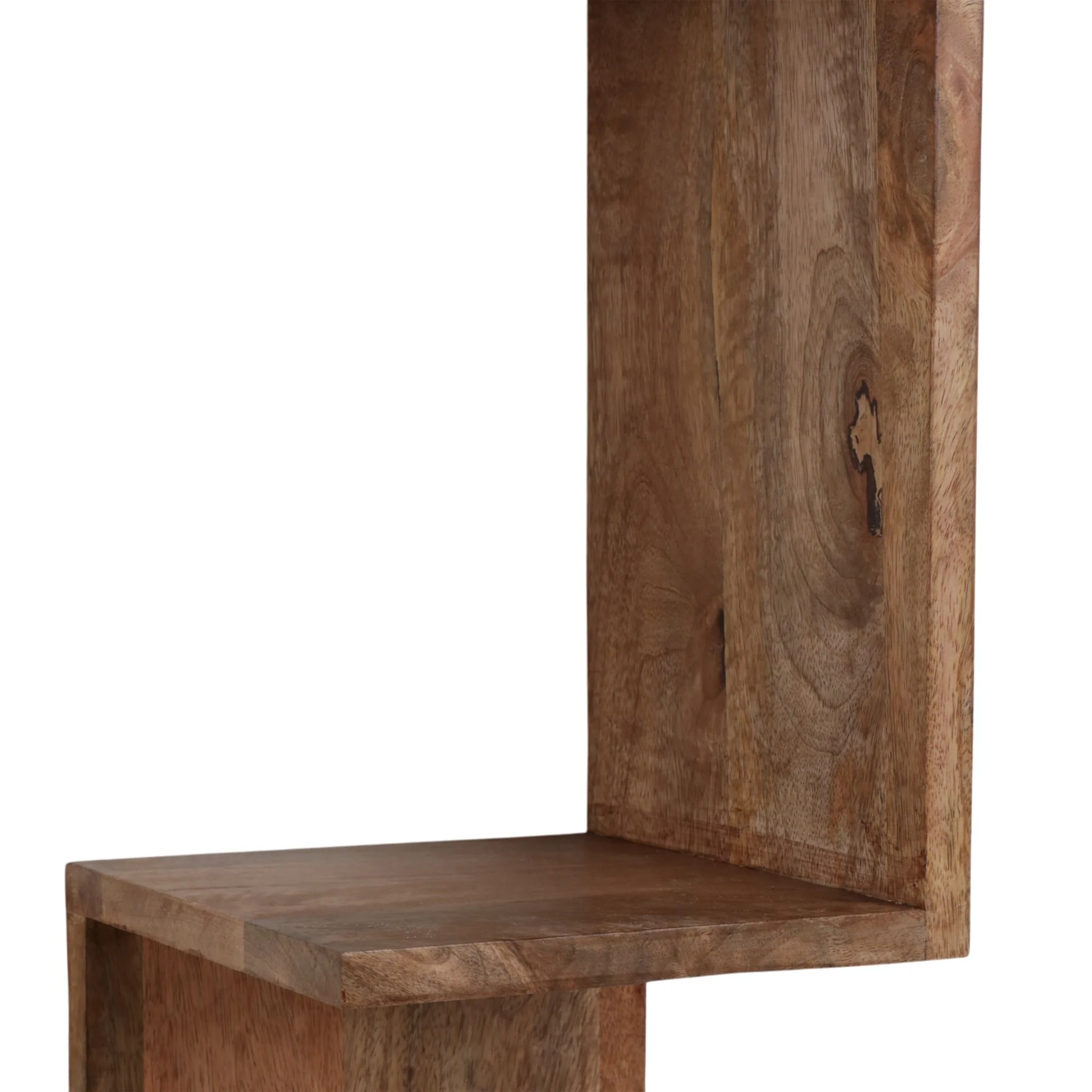 33" Mango Zig Zag Corner Wall Shelf, Brown - Image 5