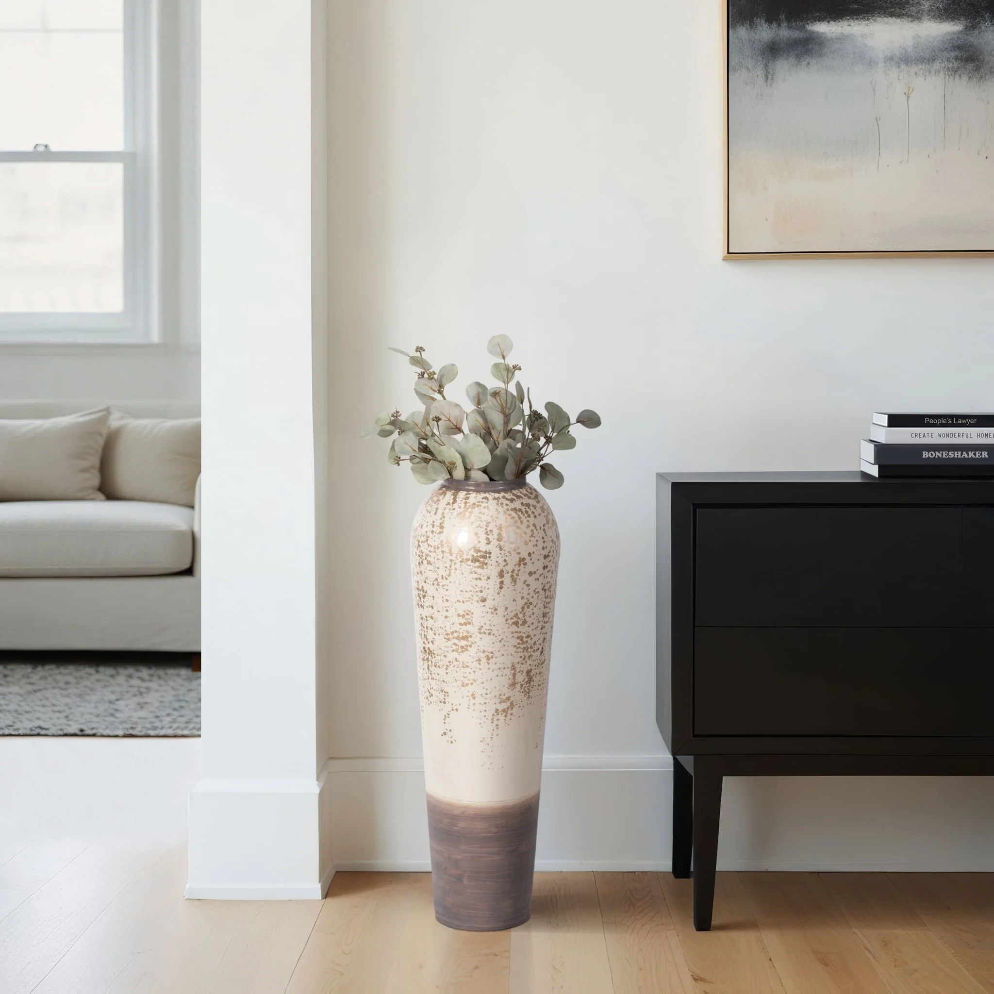 33" Opulence Metal Floor Vase, Grey Multi - Image 9