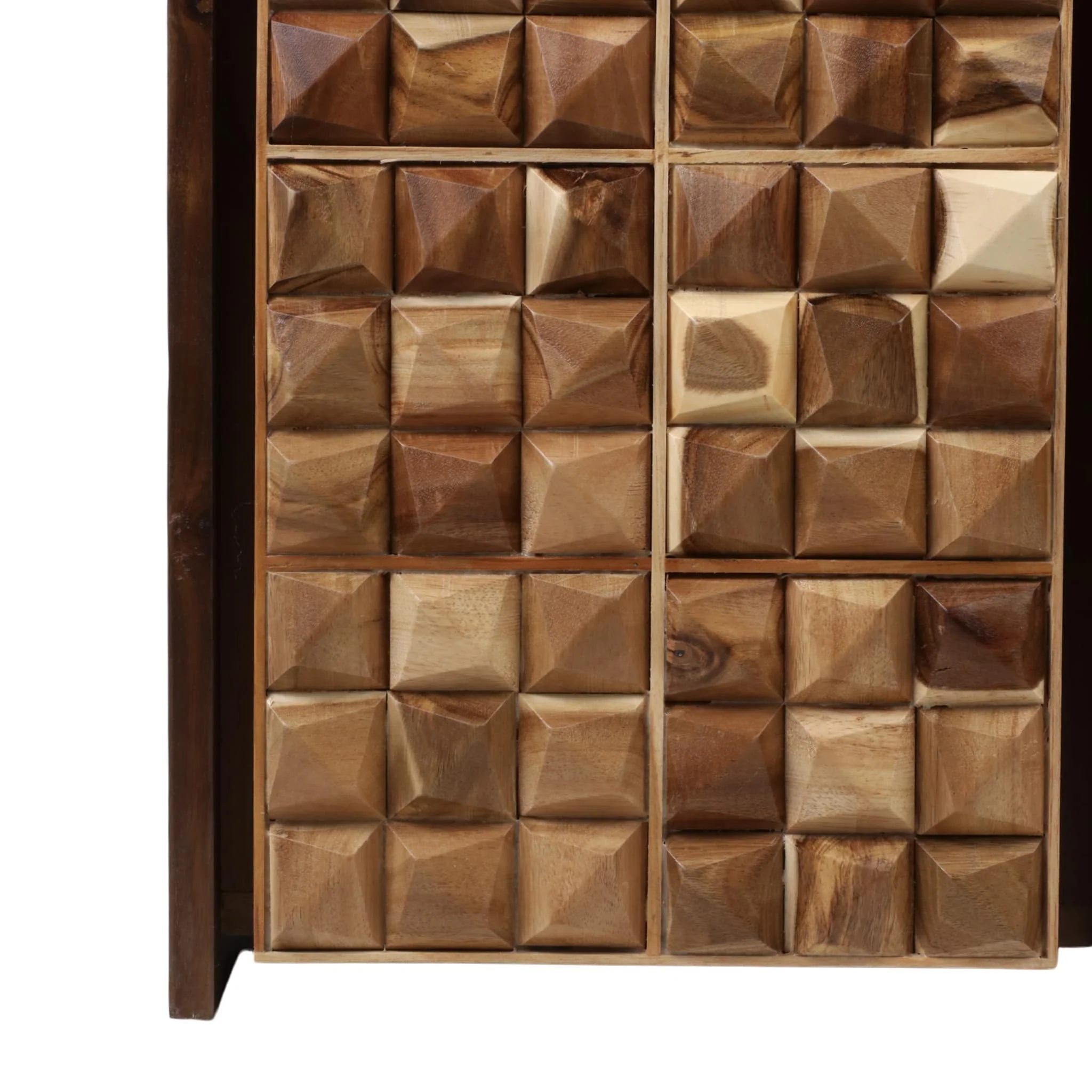 33" Teakwood Geo Detail 2-door Cabinet, Natural - Image 5