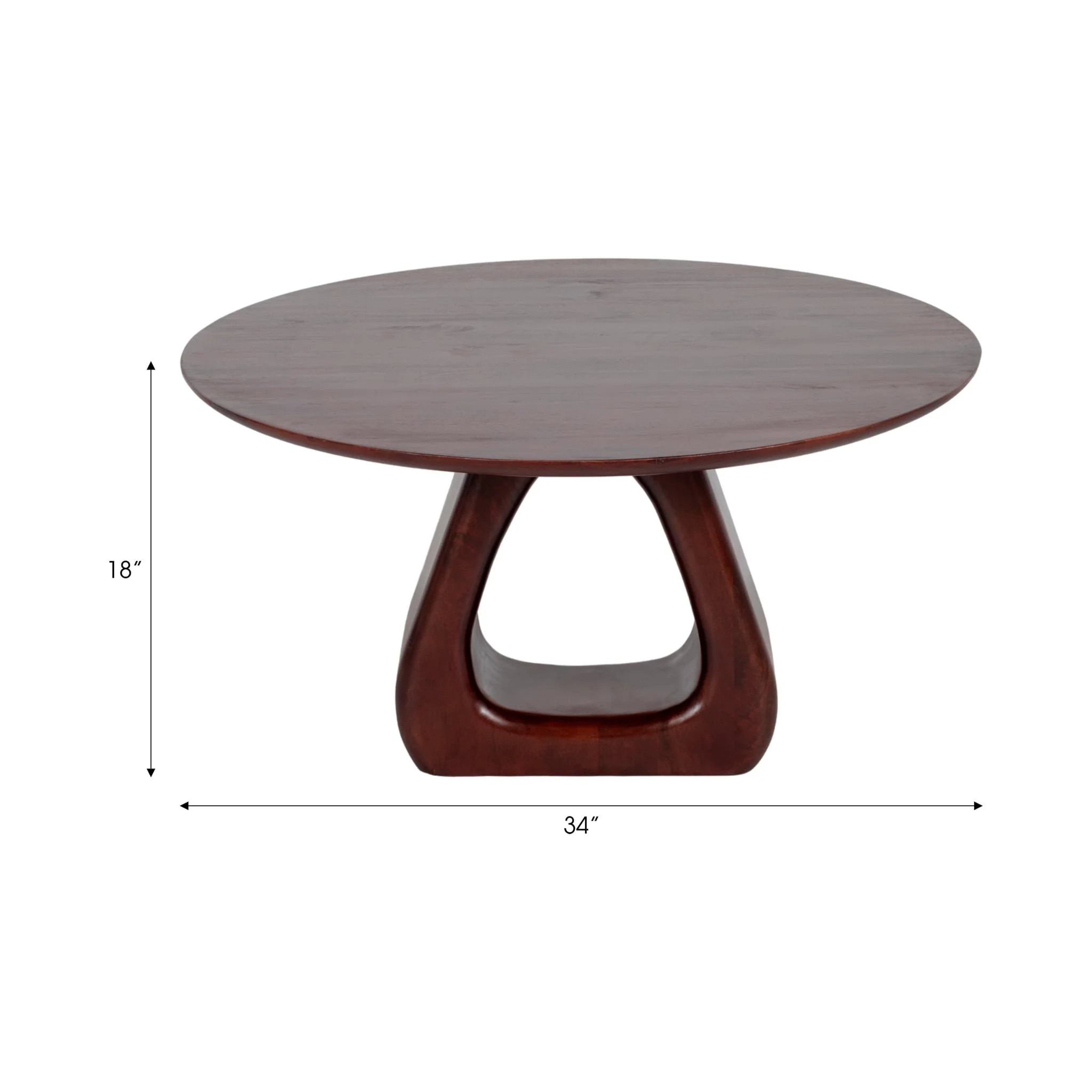 34" Cut-out Base Coffee Table, Walnut - Image 7