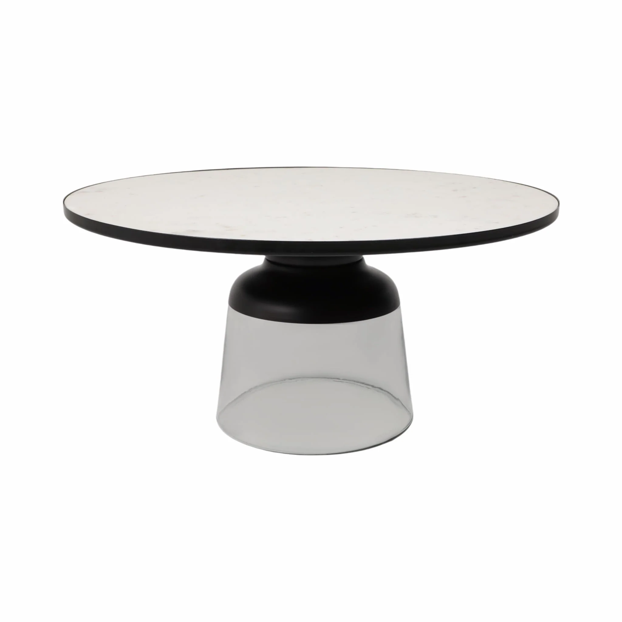 34" Glass Coffee Table Marble Top, White/clear, Kd - Image 4
