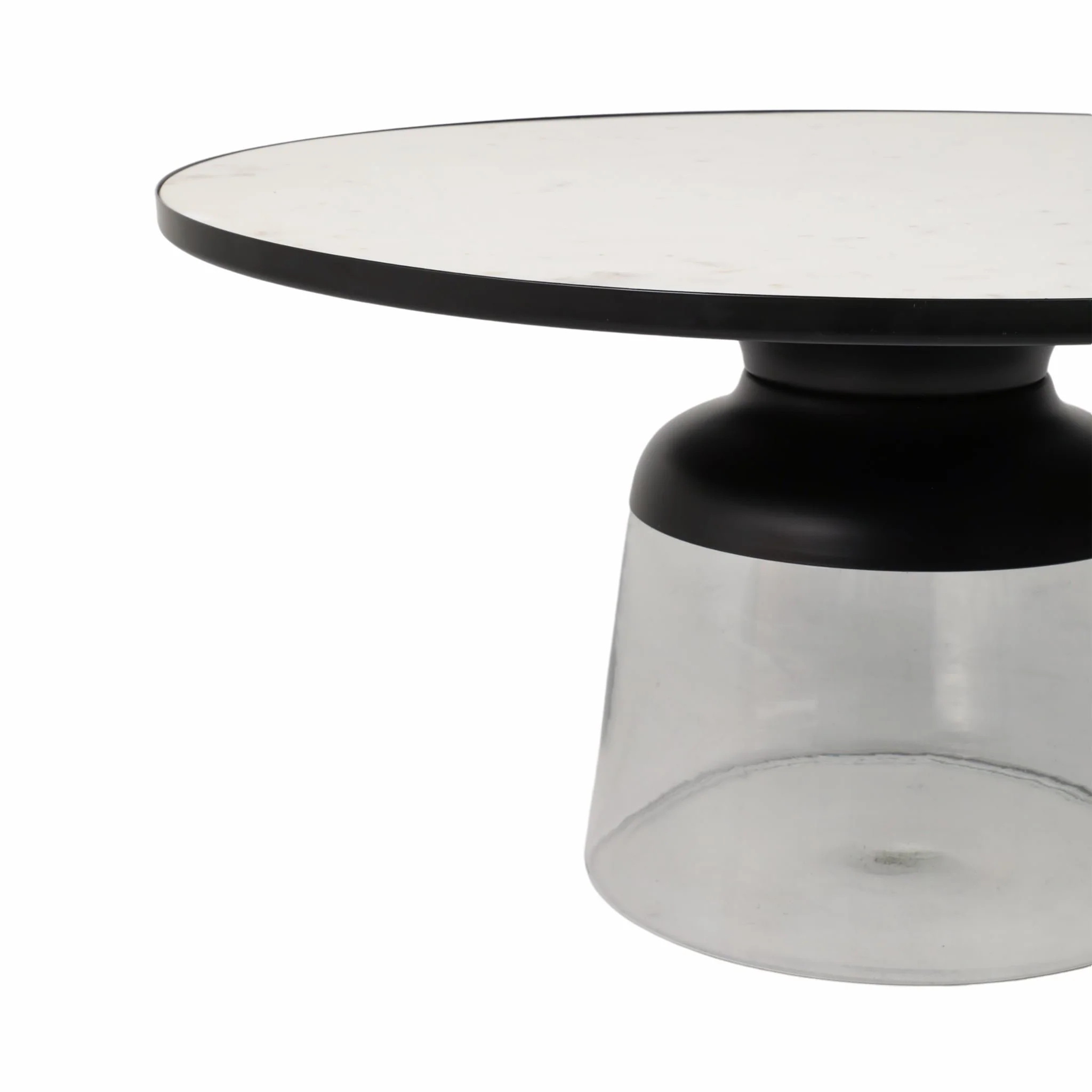 34" Glass Coffee Table Marble Top, White/clear, Kd - Image 5
