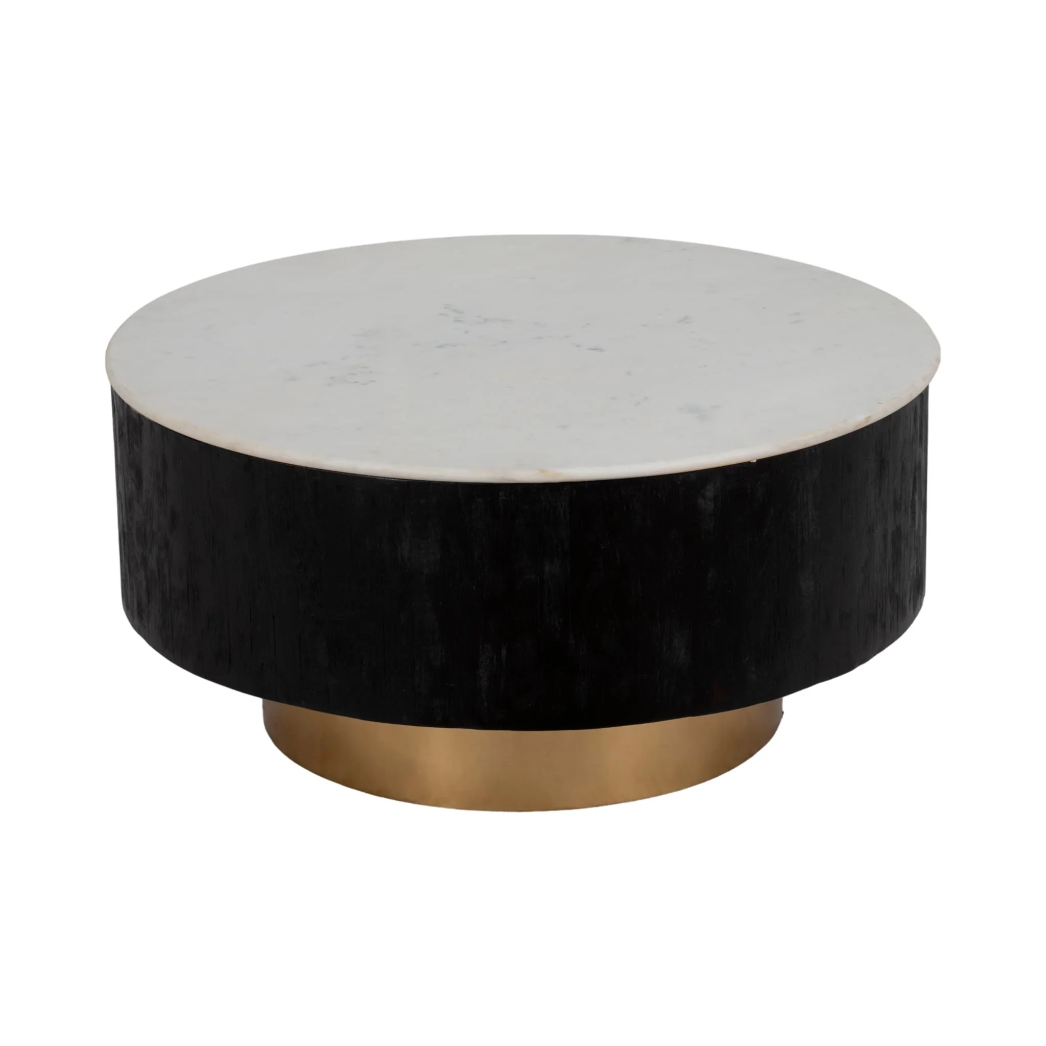 34" Gold Pedestal Coffee Table Marble Top, Wht/blk - Image 2