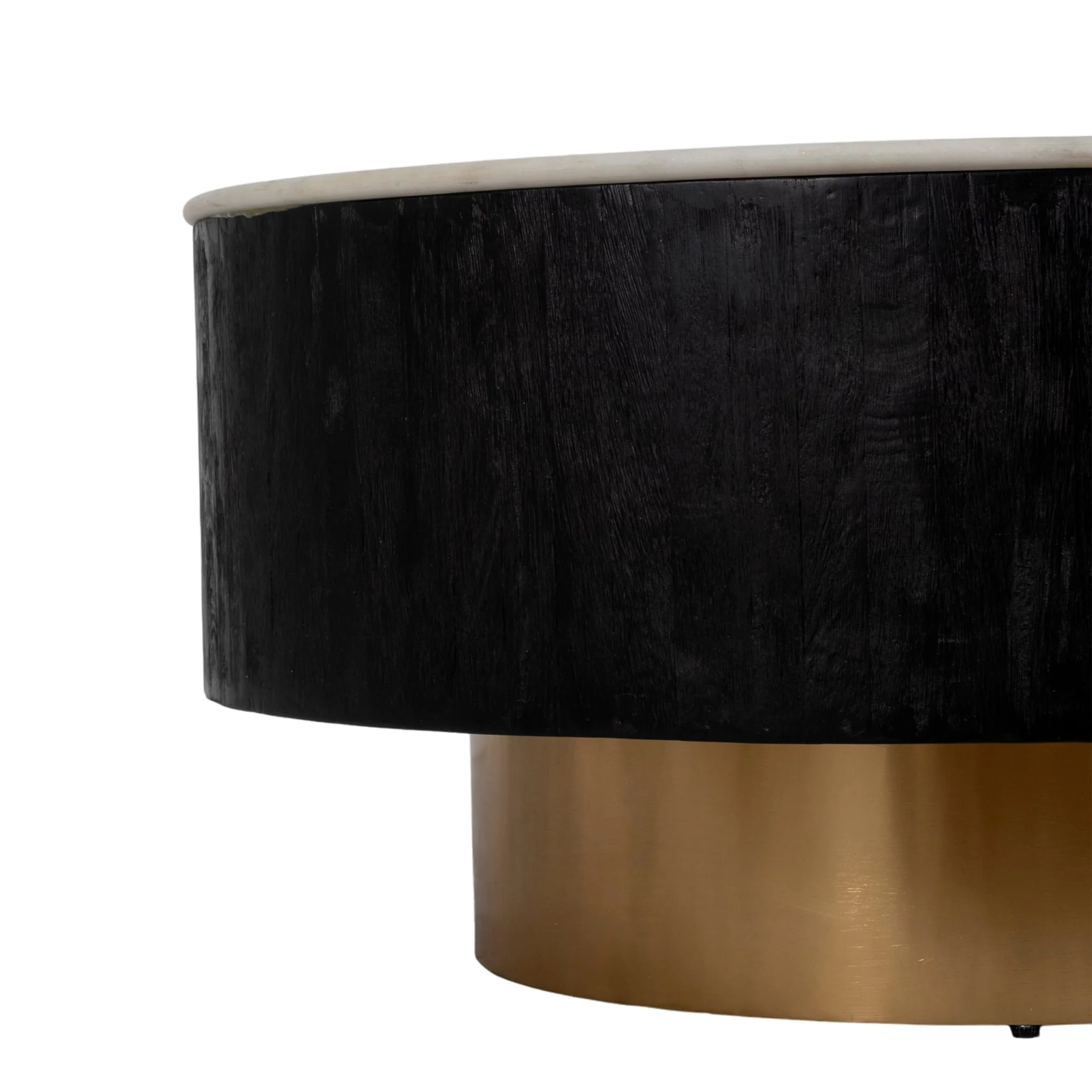 34" Gold Pedestal Coffee Table Marble Top, Wht/blk - Image 6
